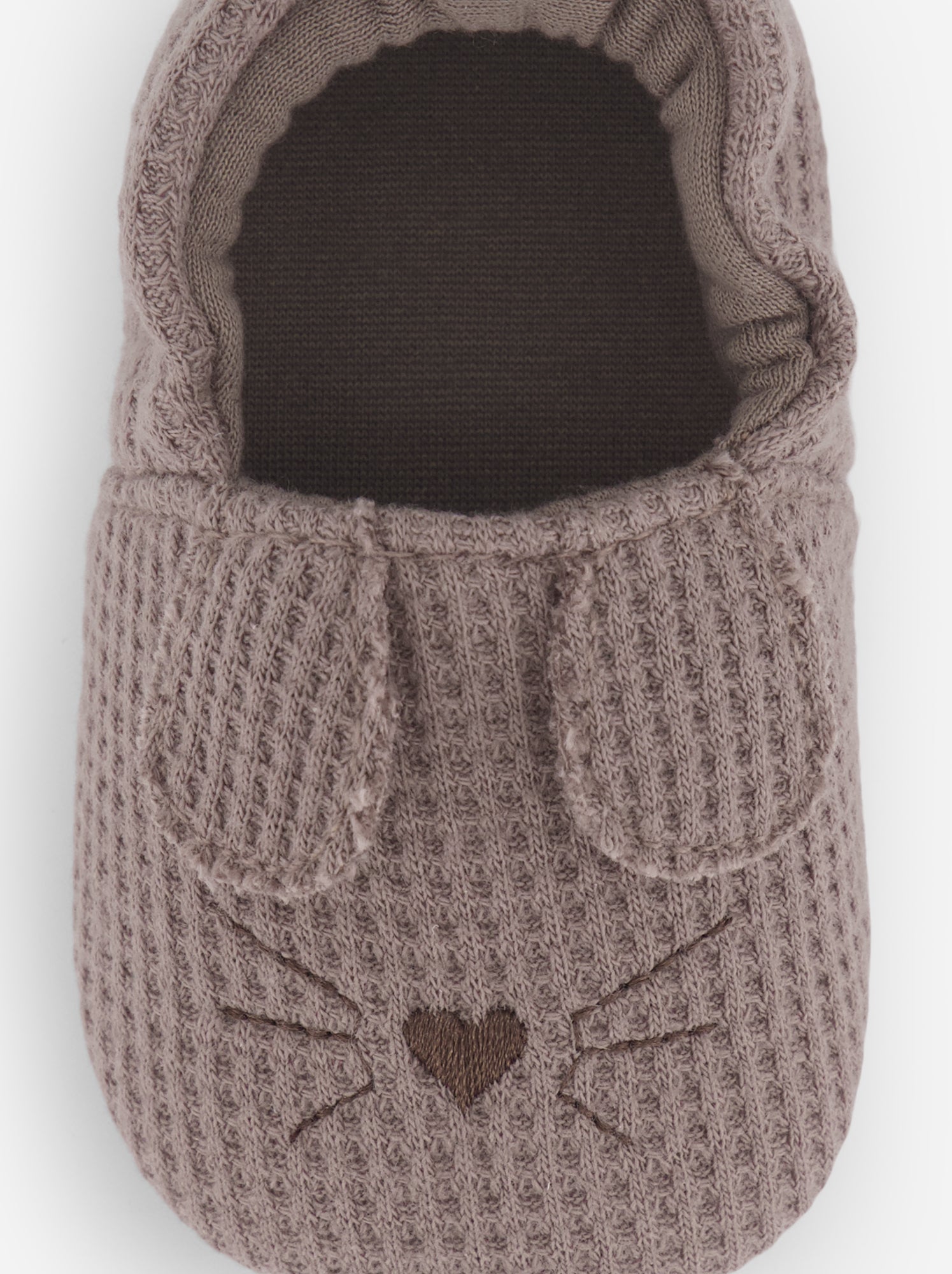 Chaussons en gaze de coton + oreilles animaux - Marron