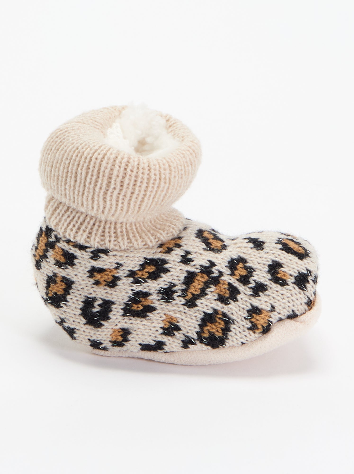 Chaussons fourrés à motif - Beige