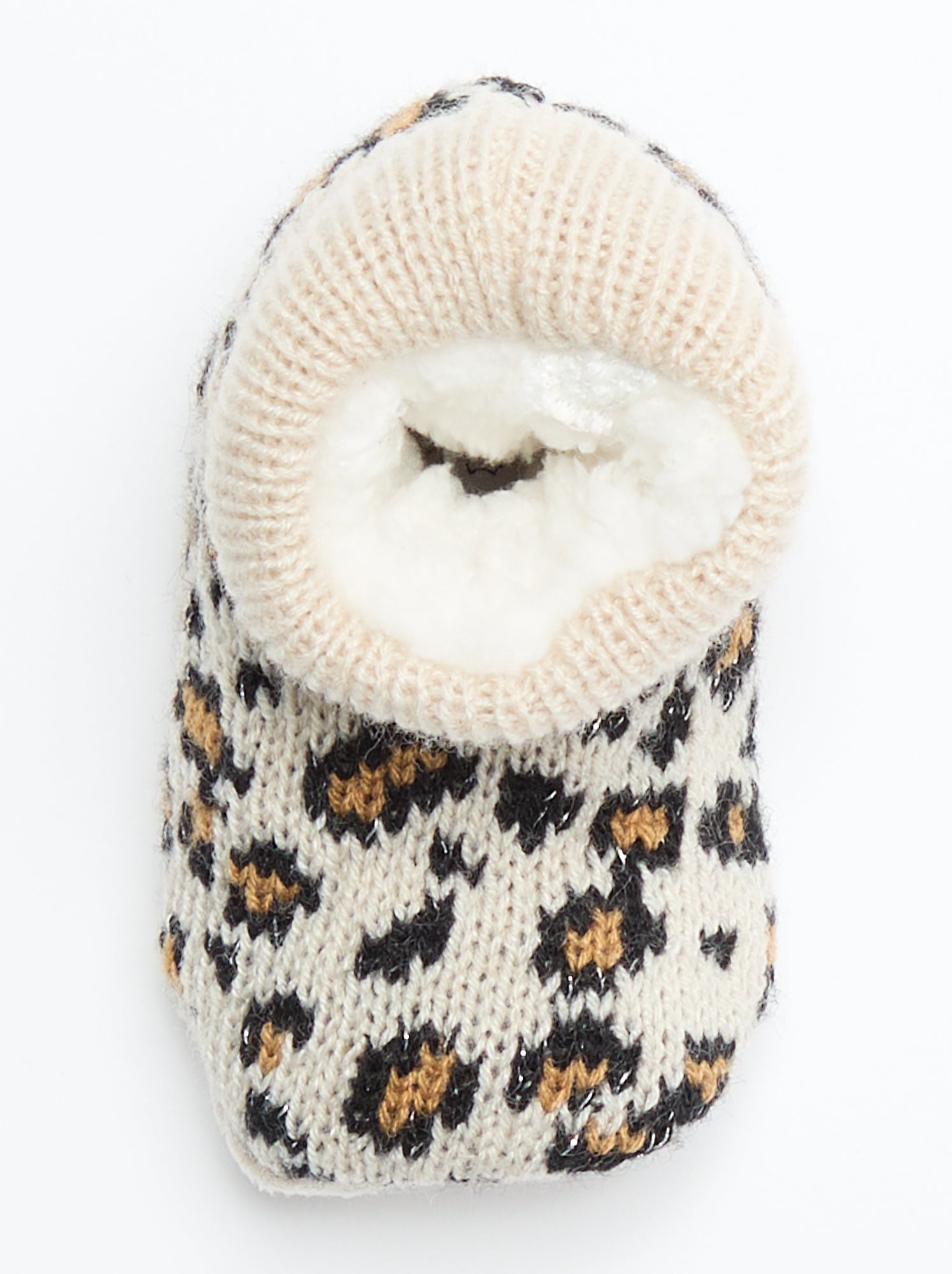 Chaussons fourrés à motif - Beige