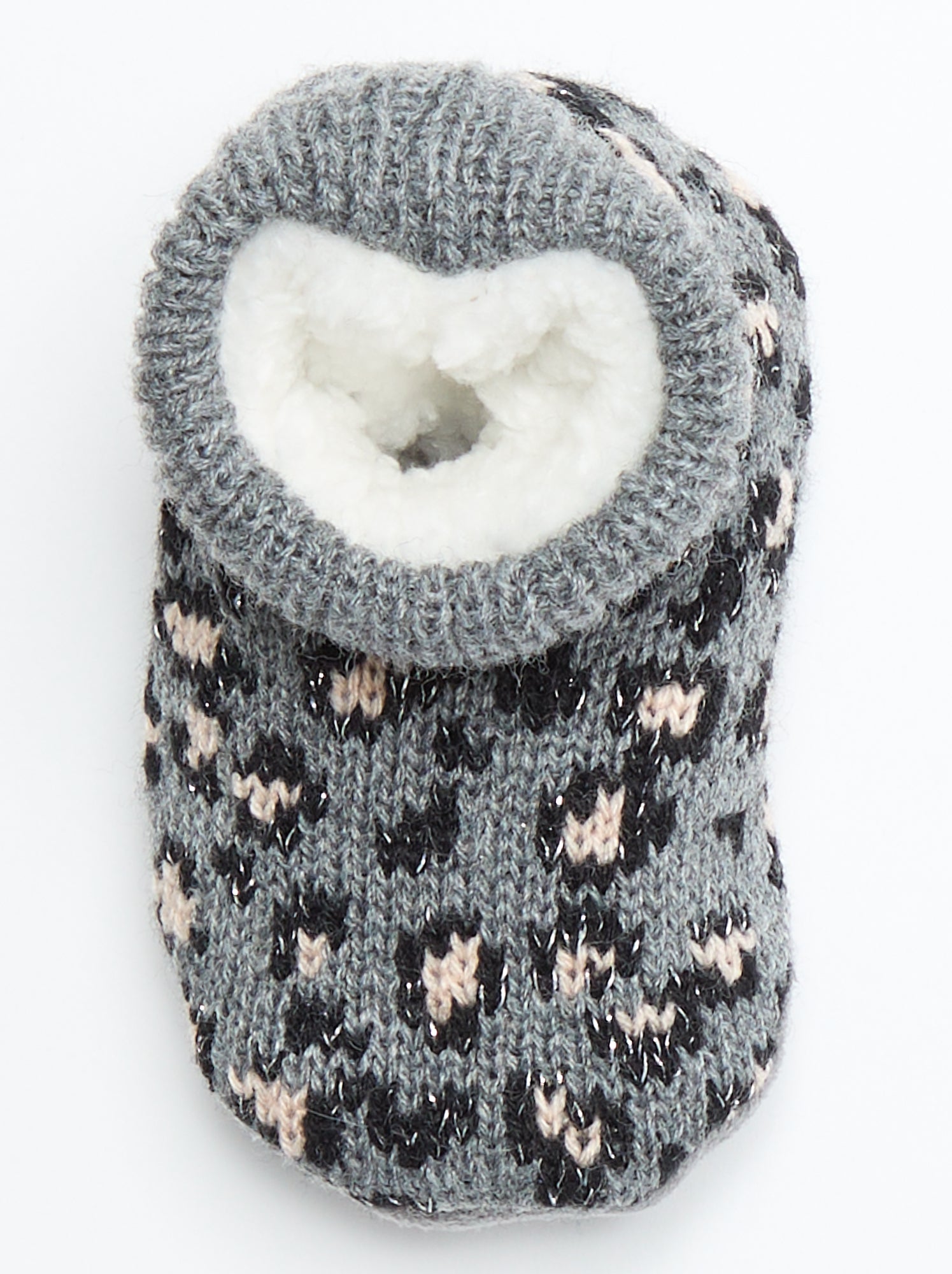 Chaussons fourrés à motif - Gris