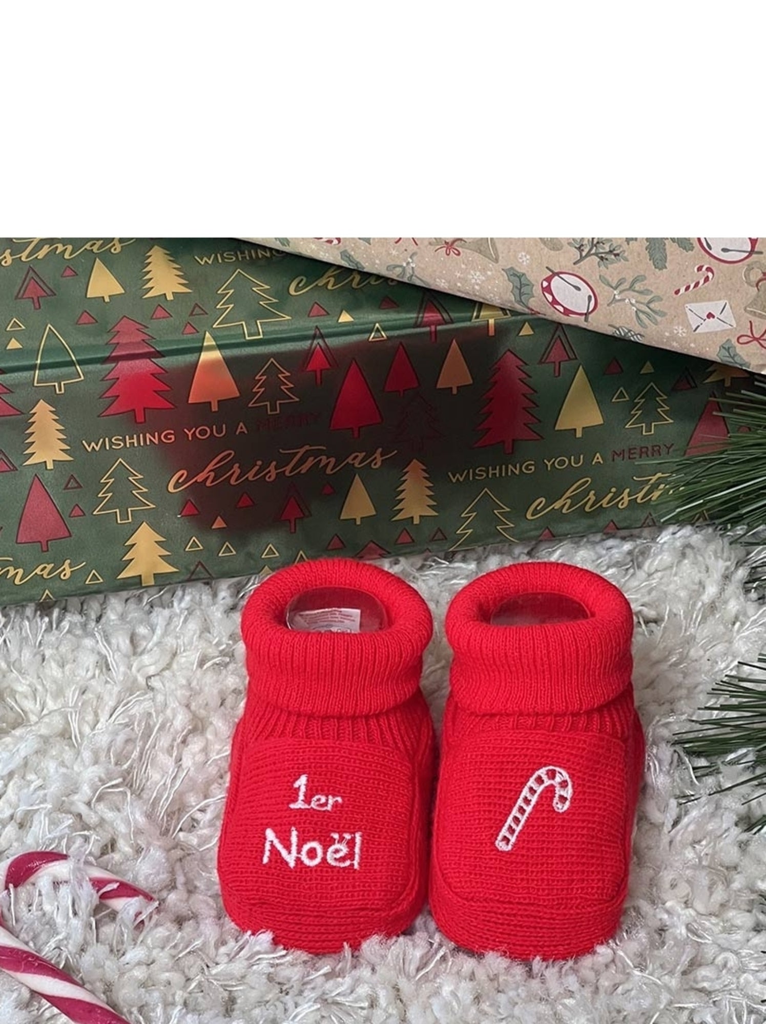 Chaussons Mon premier Noël - Rouge