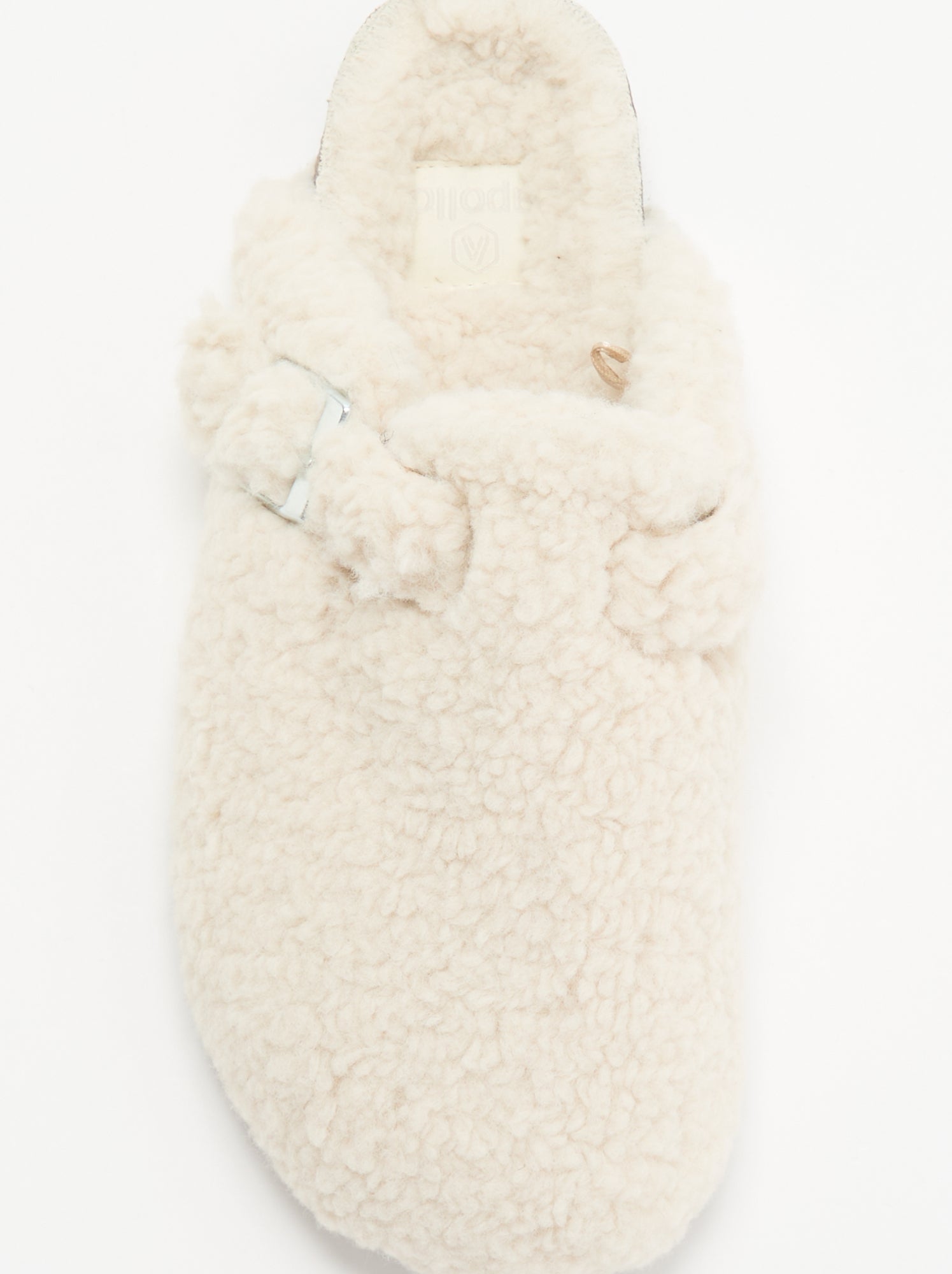 Chaussons mules effet moutonné avec bride - Blanc