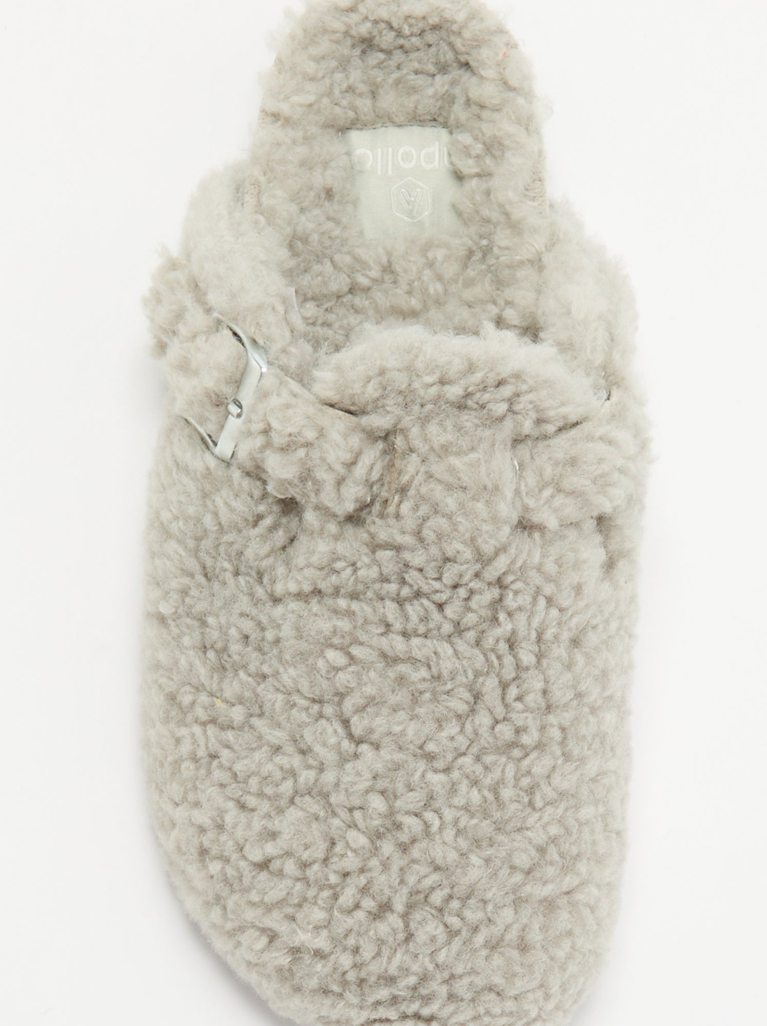 Chaussons mules effet moutonné avec bride - Gris