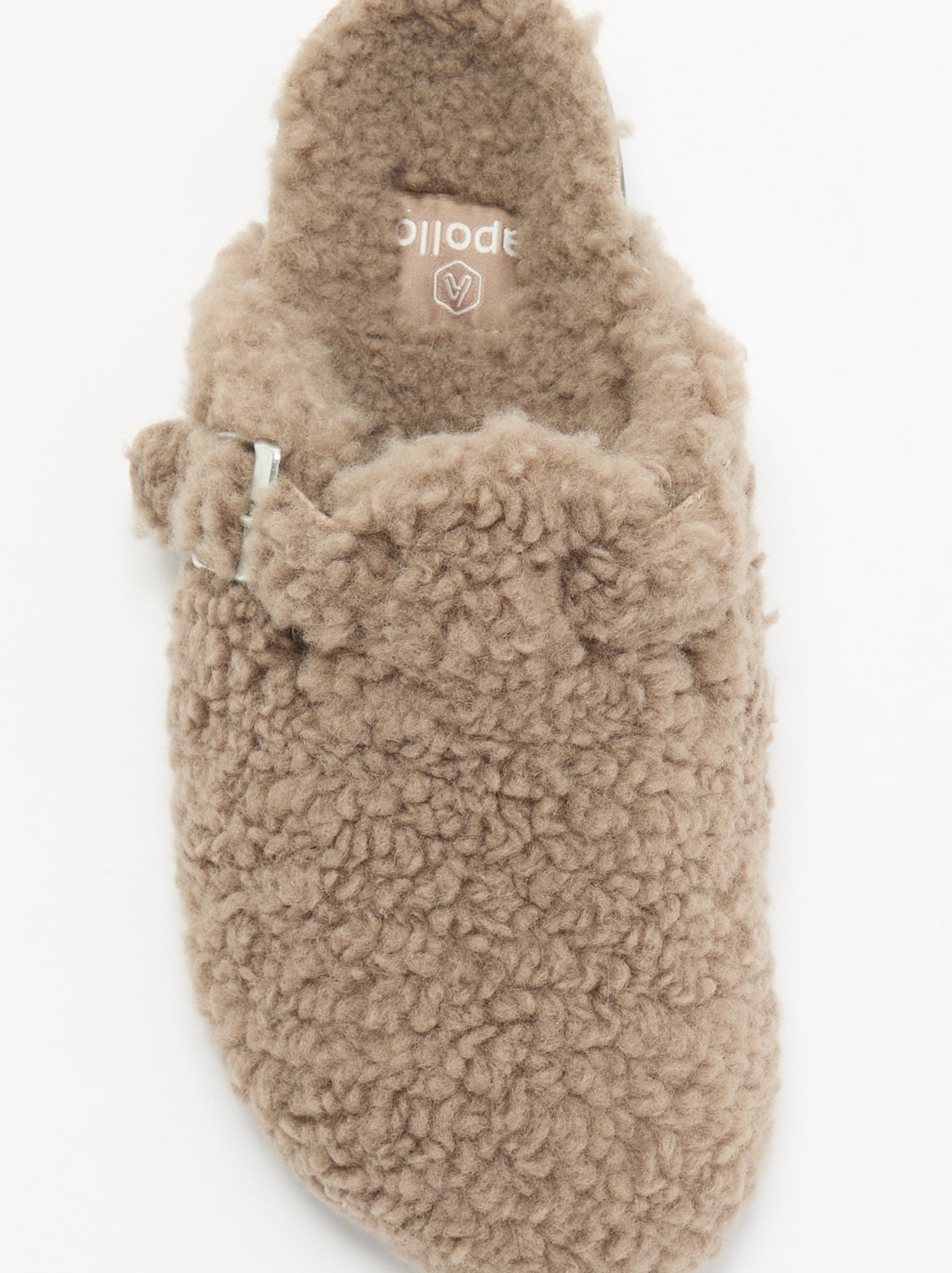 Chaussons mules effet moutonné avec bride - Marron