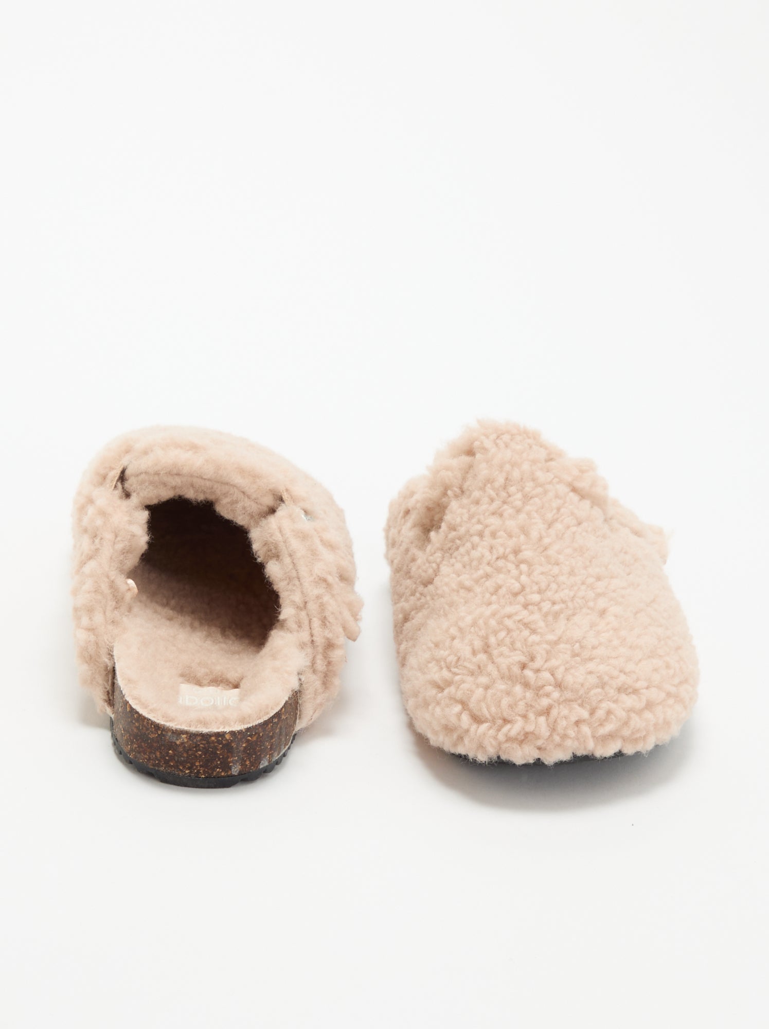 Chaussons mules effet moutonné avec bride - Rose