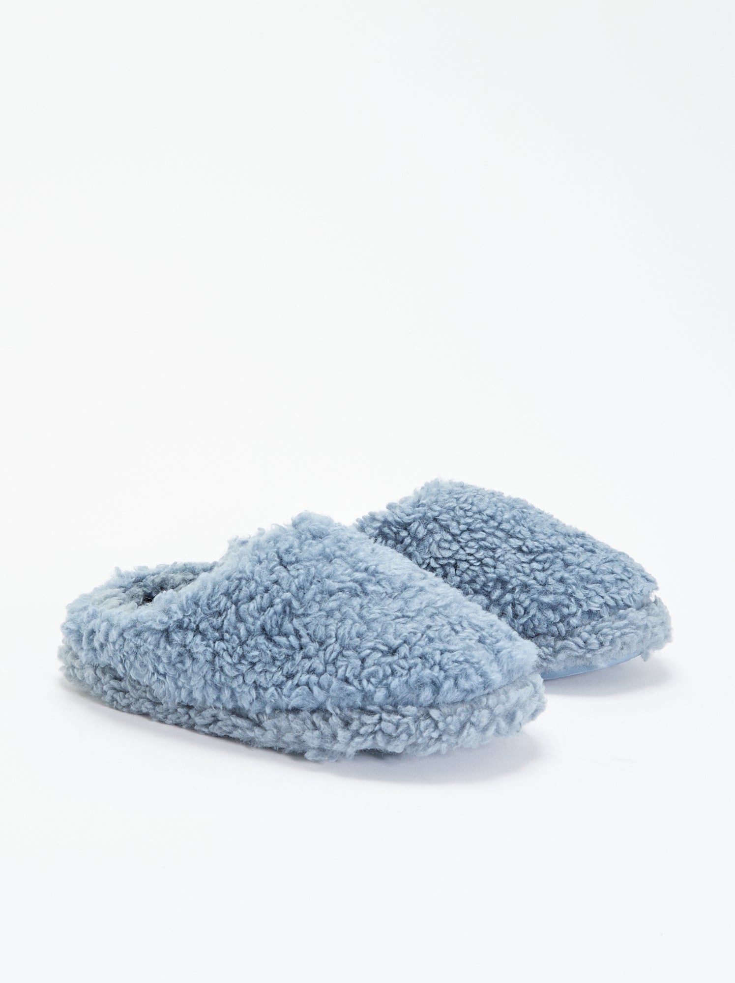 Chaussons mules effet moutonné - Gris