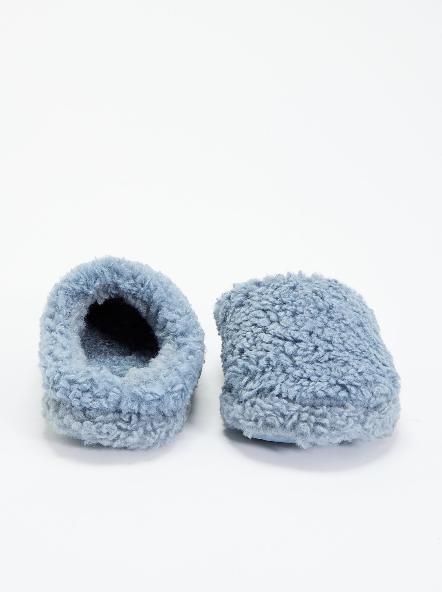 Chaussons mules effet moutonné - Gris