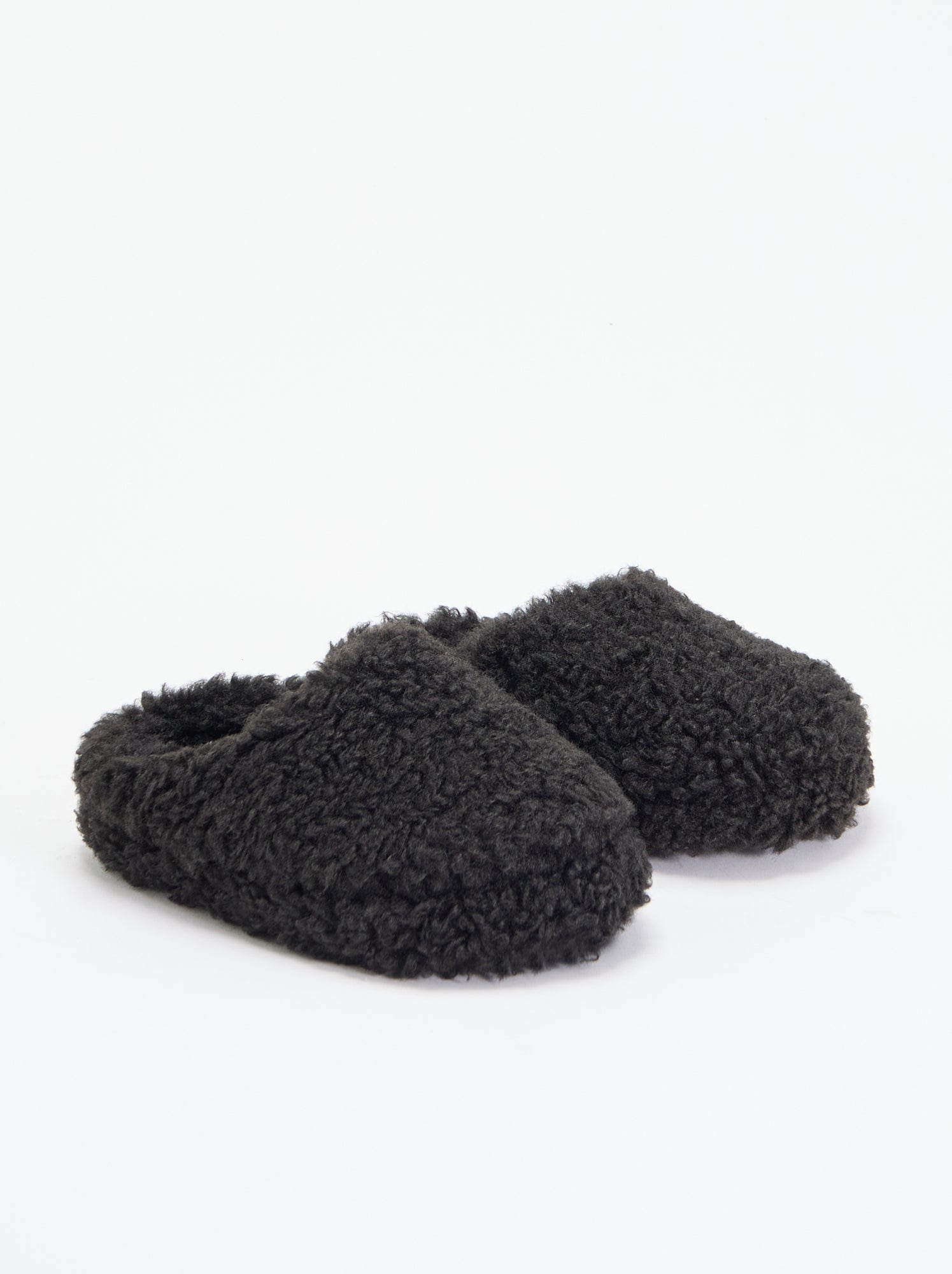Chaussons mules effet moutonné - Noir