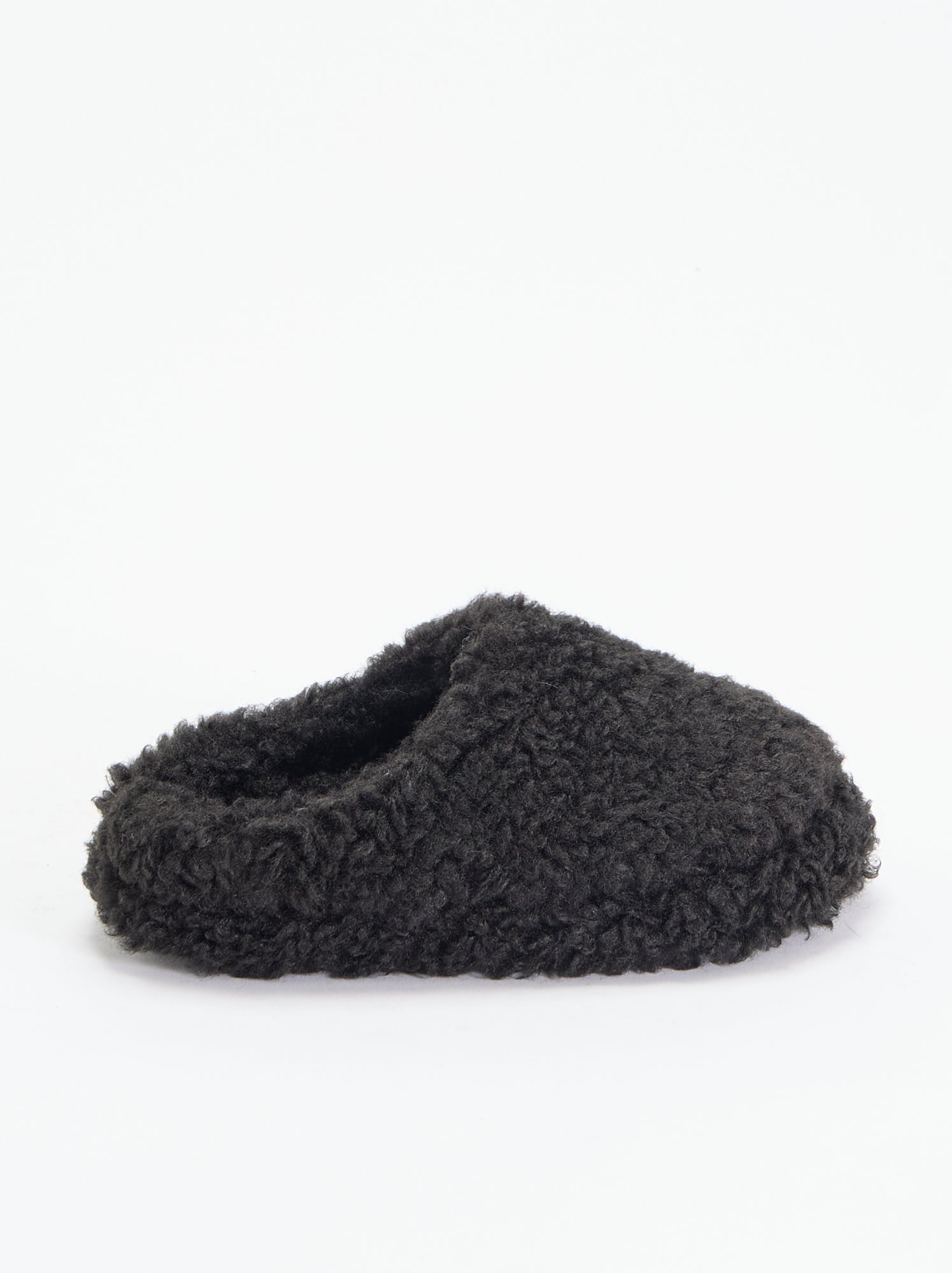 Chaussons mules effet moutonné - Noir