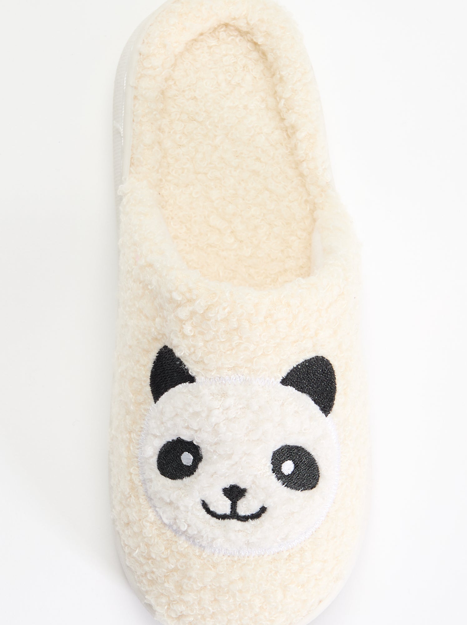 Chaussons mules en maille bouclette - Blanc
