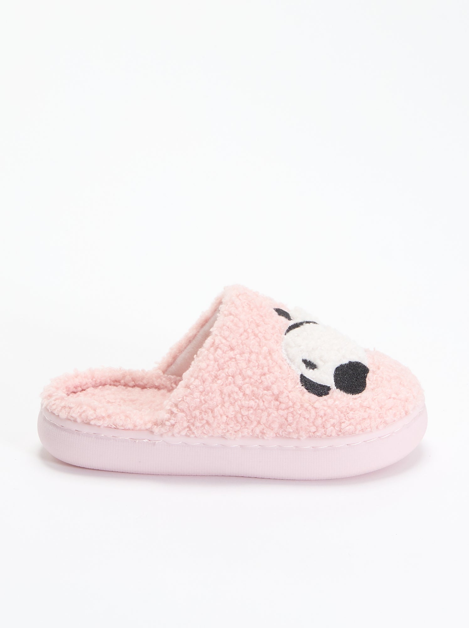 Chaussons mules en maille bouclette - Rose