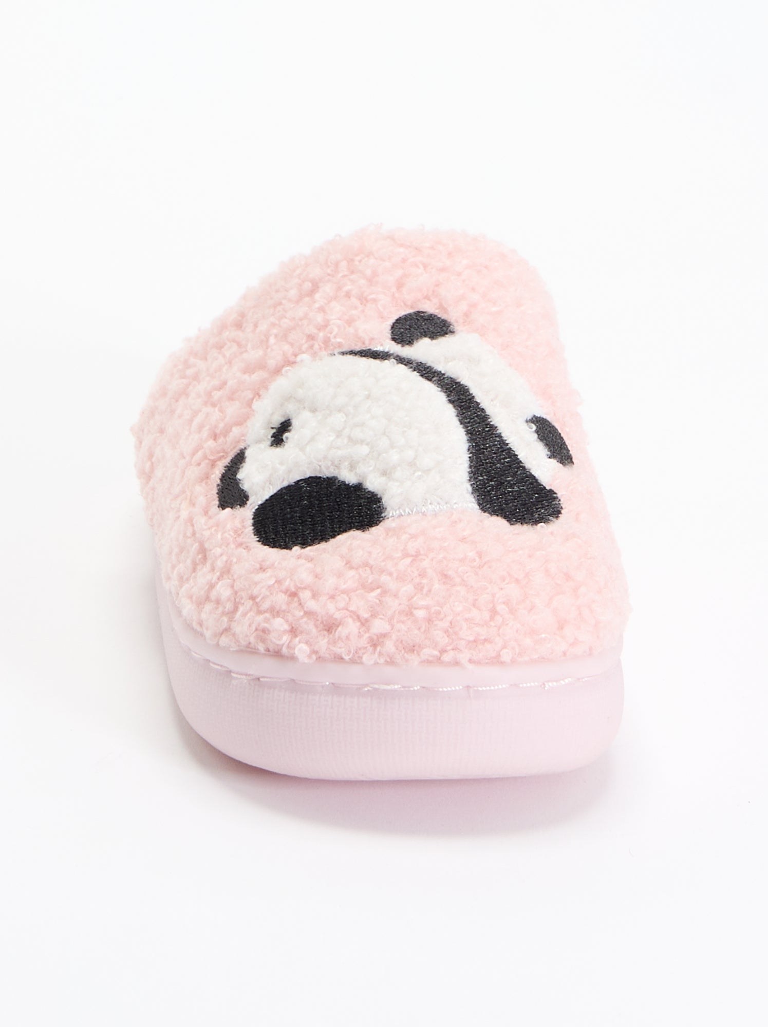 Chaussons mules en maille bouclette - Rose