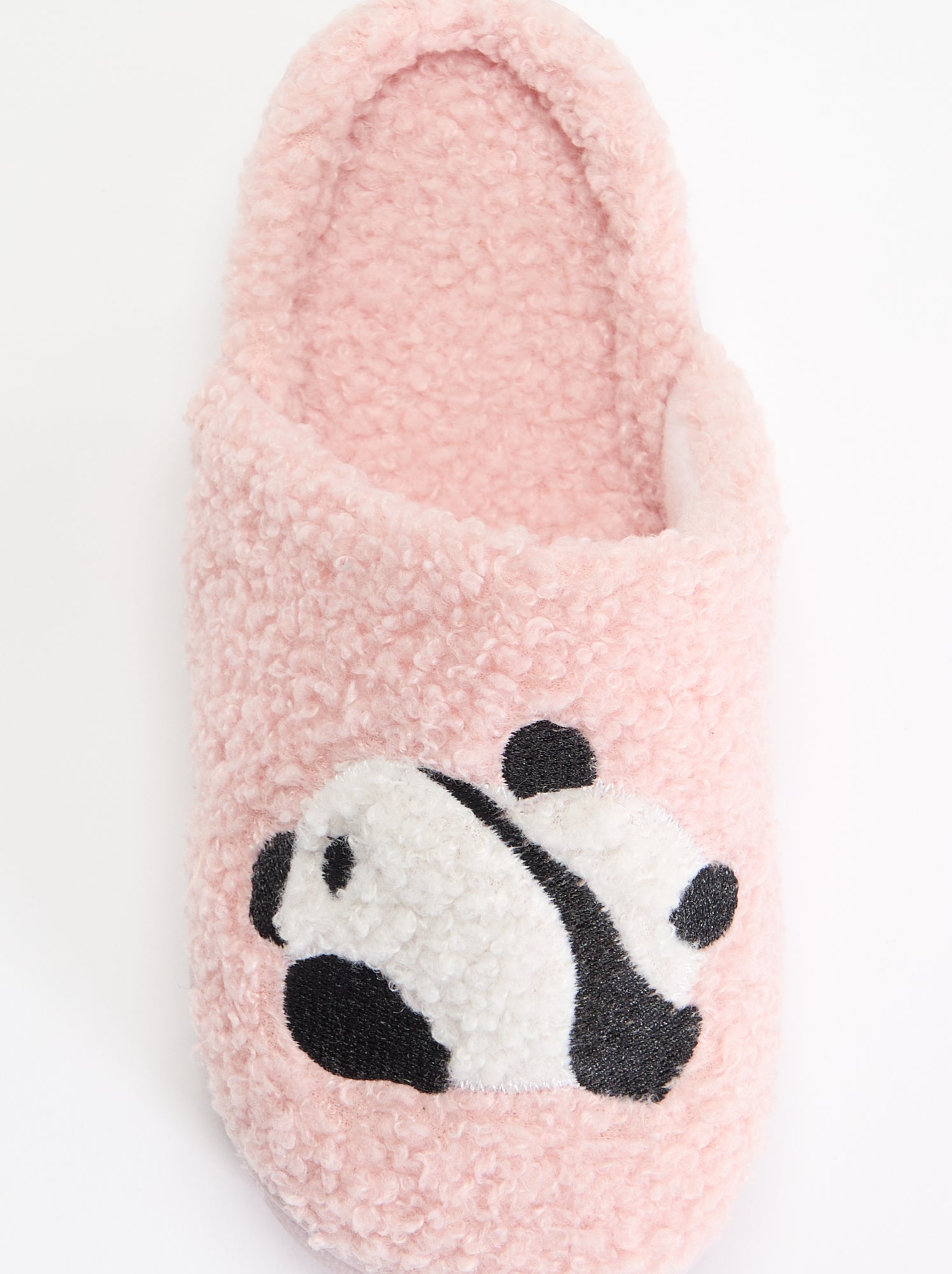 Chaussons mules en maille bouclette - Rose