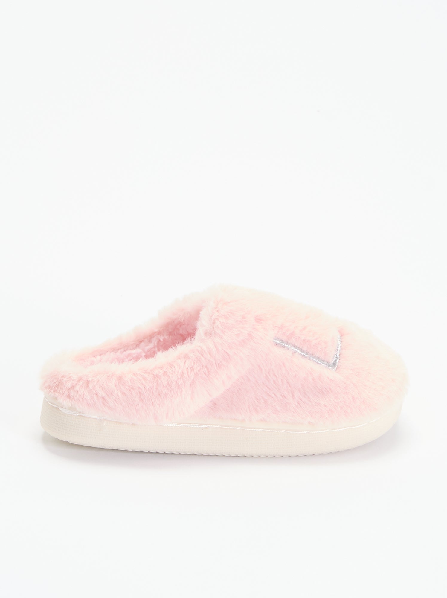 Chaussons mules en maille peluche - Rose