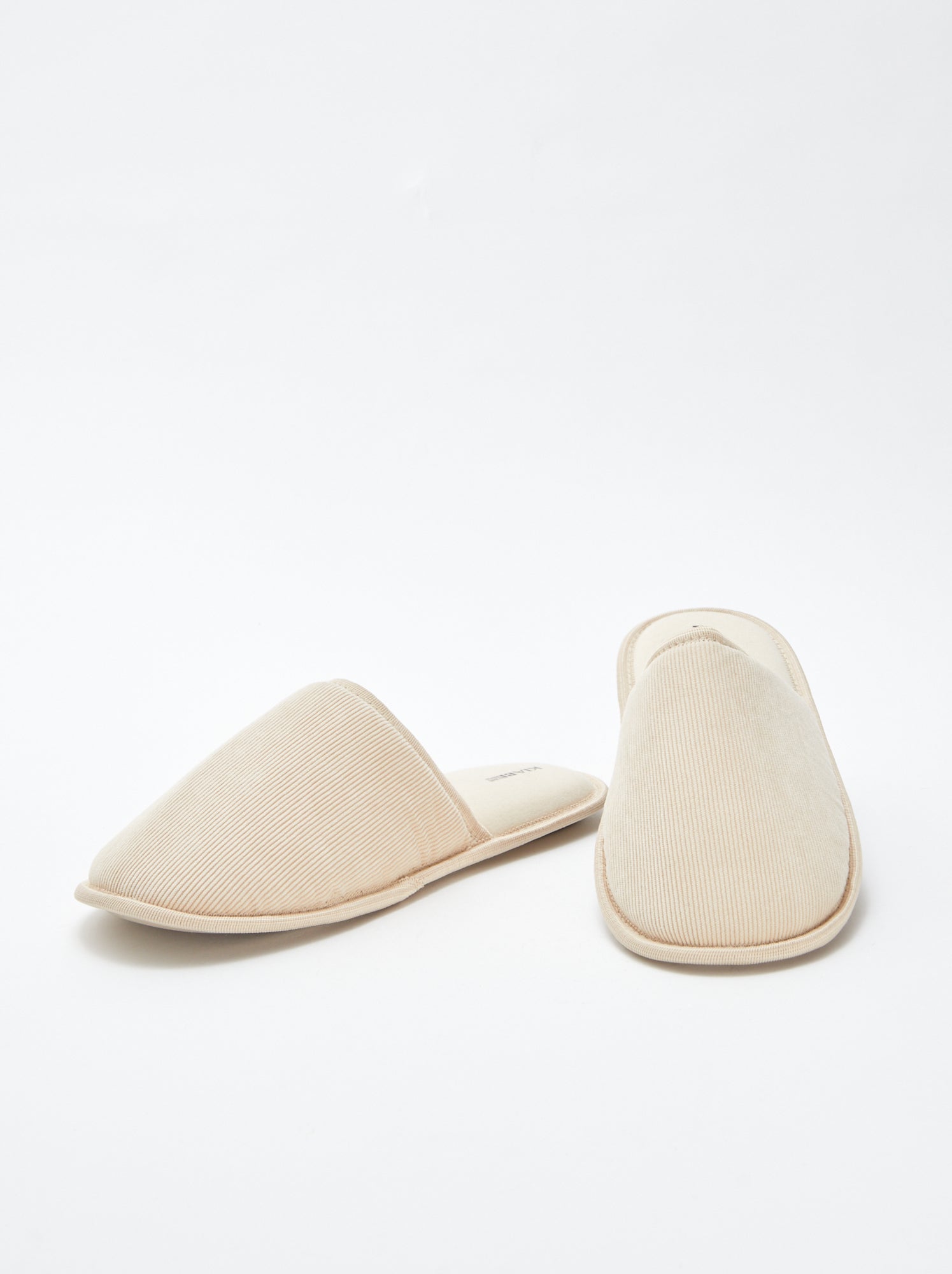Chaussons mules en velours - Beige