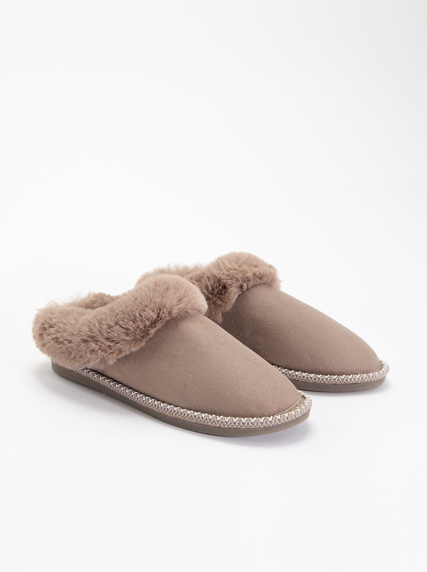 Chaussons mules fourrés - Beige