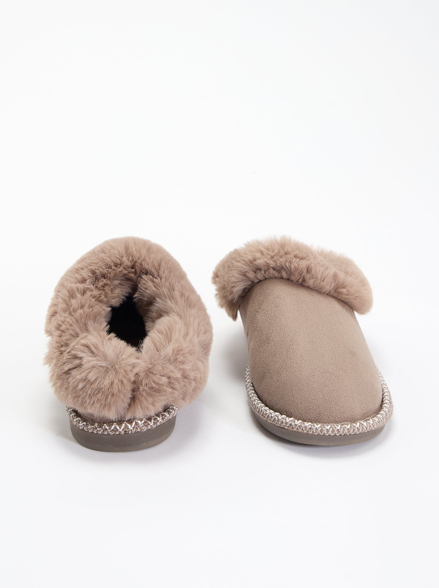 Chaussons mules fourrés - Beige