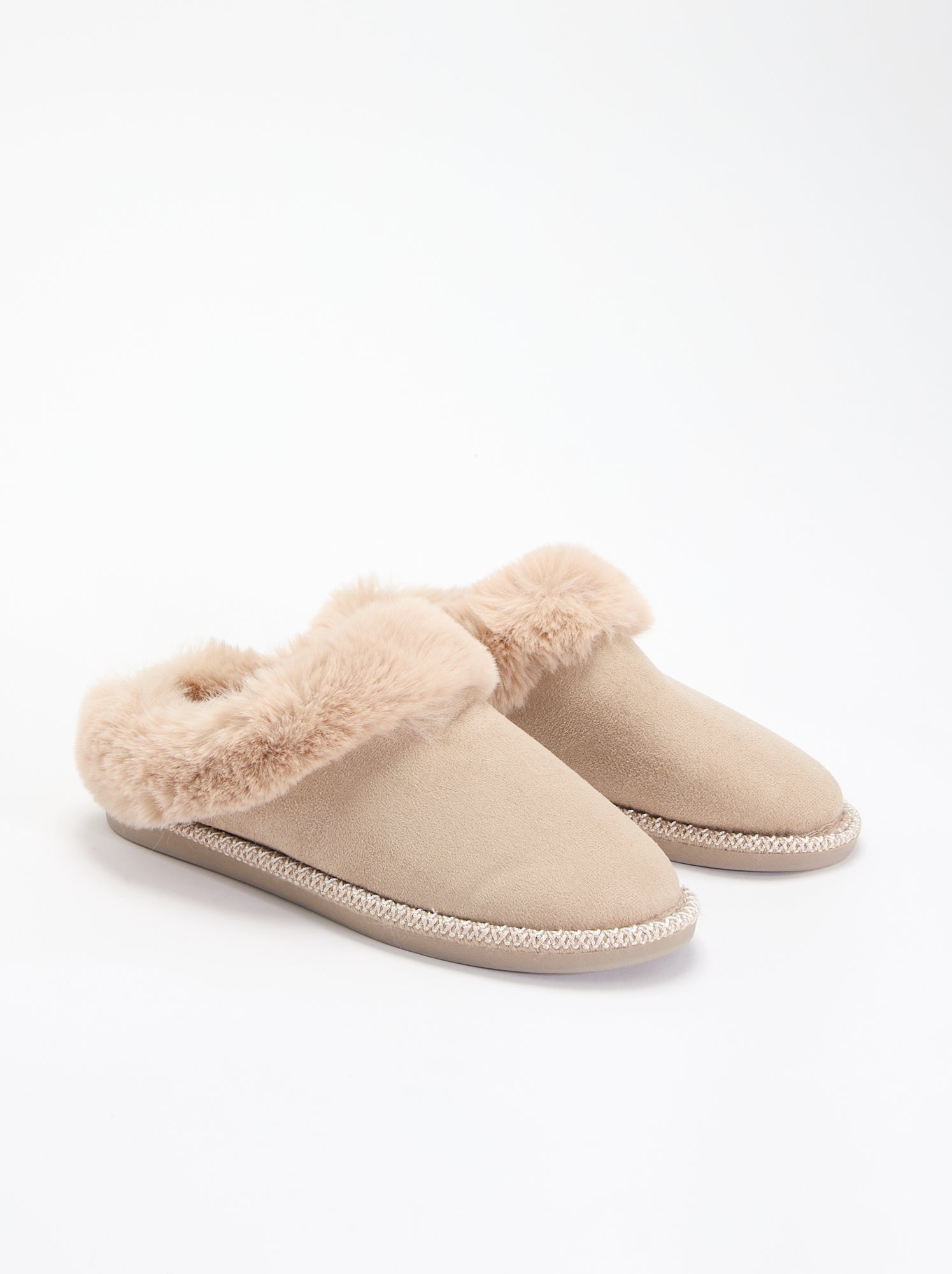 Chaussons mules fourrés - Blanc