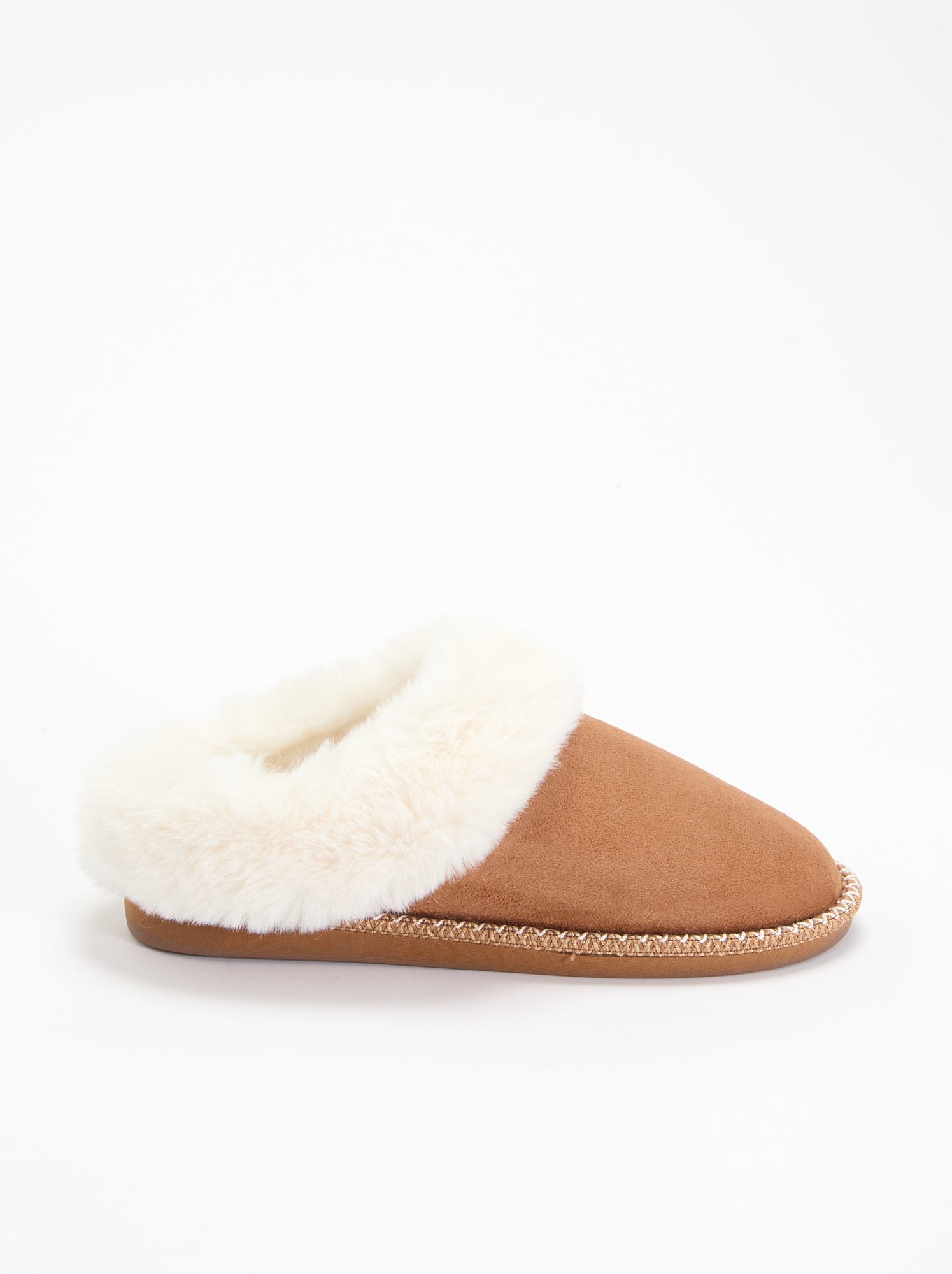 Chaussons mules fourrés - Marron