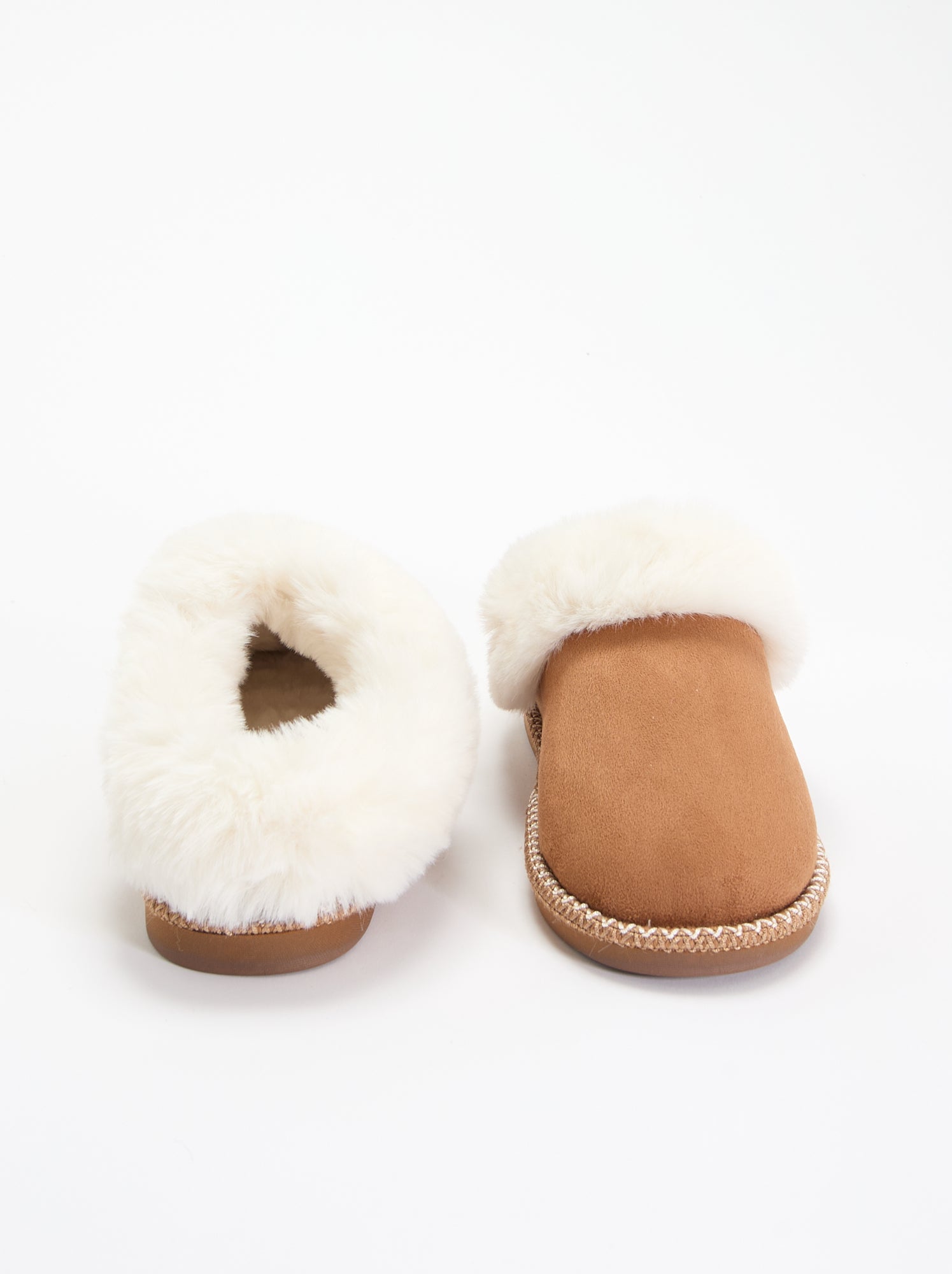 Chaussons mules fourrés - Marron