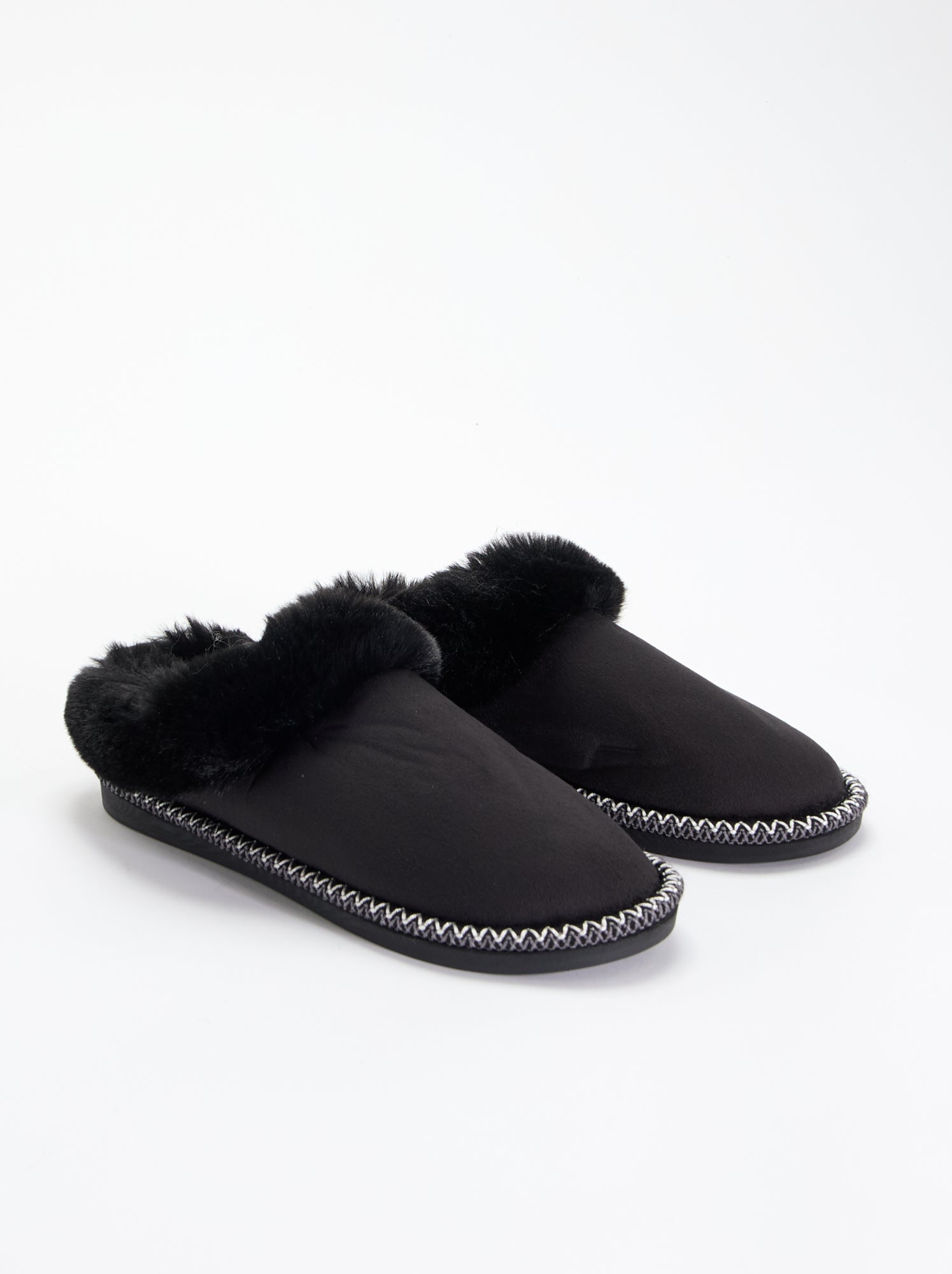 Chaussons mules fourrés - Noir