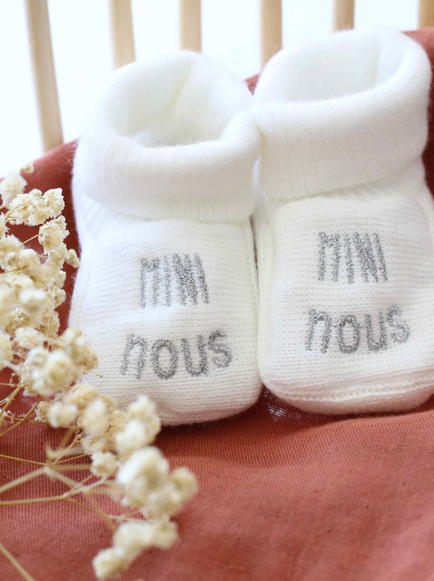 Chaussons naissance - mini nous - Blanc