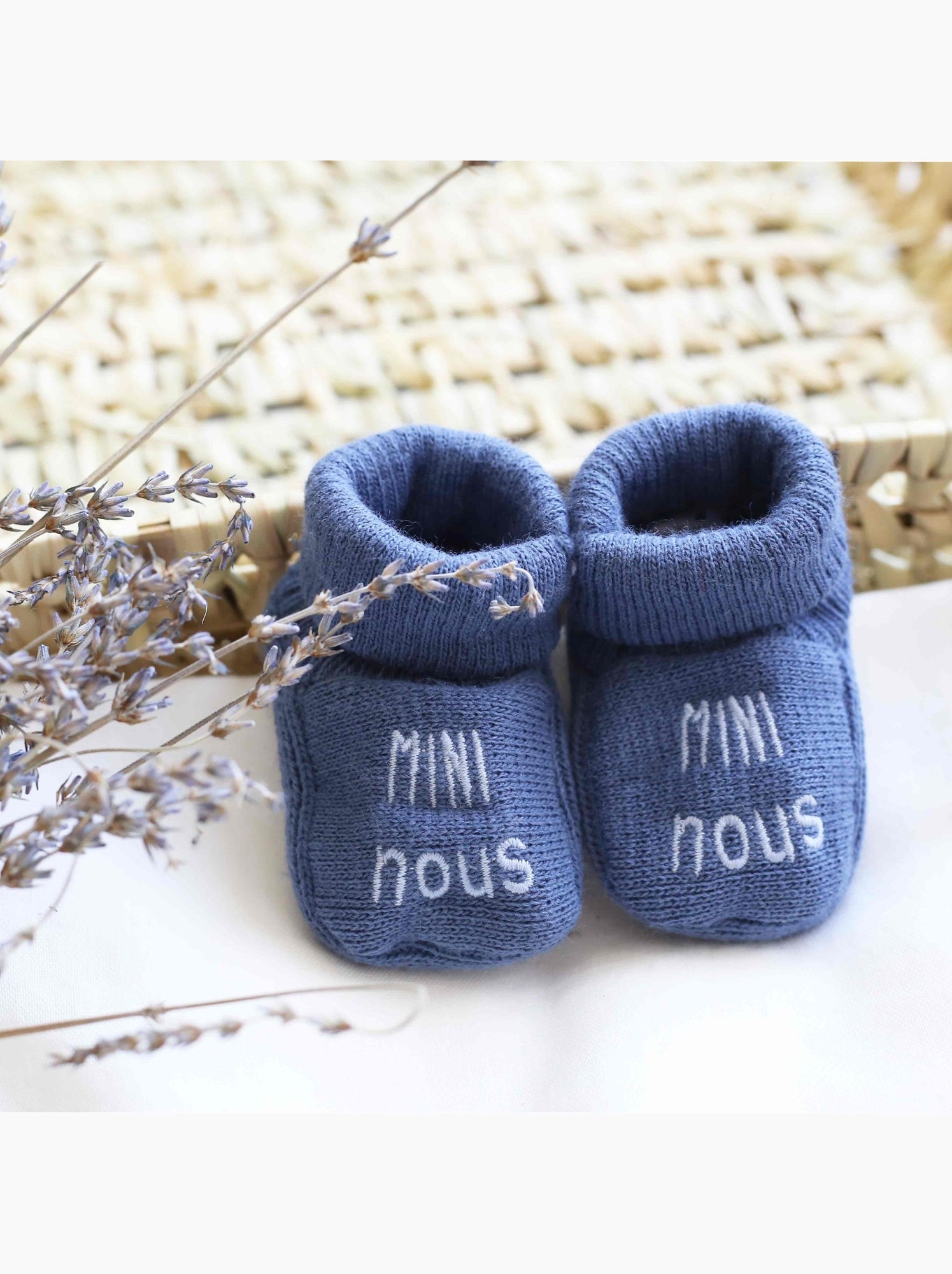 Chaussons naissance - mini nous - Bleu canard
