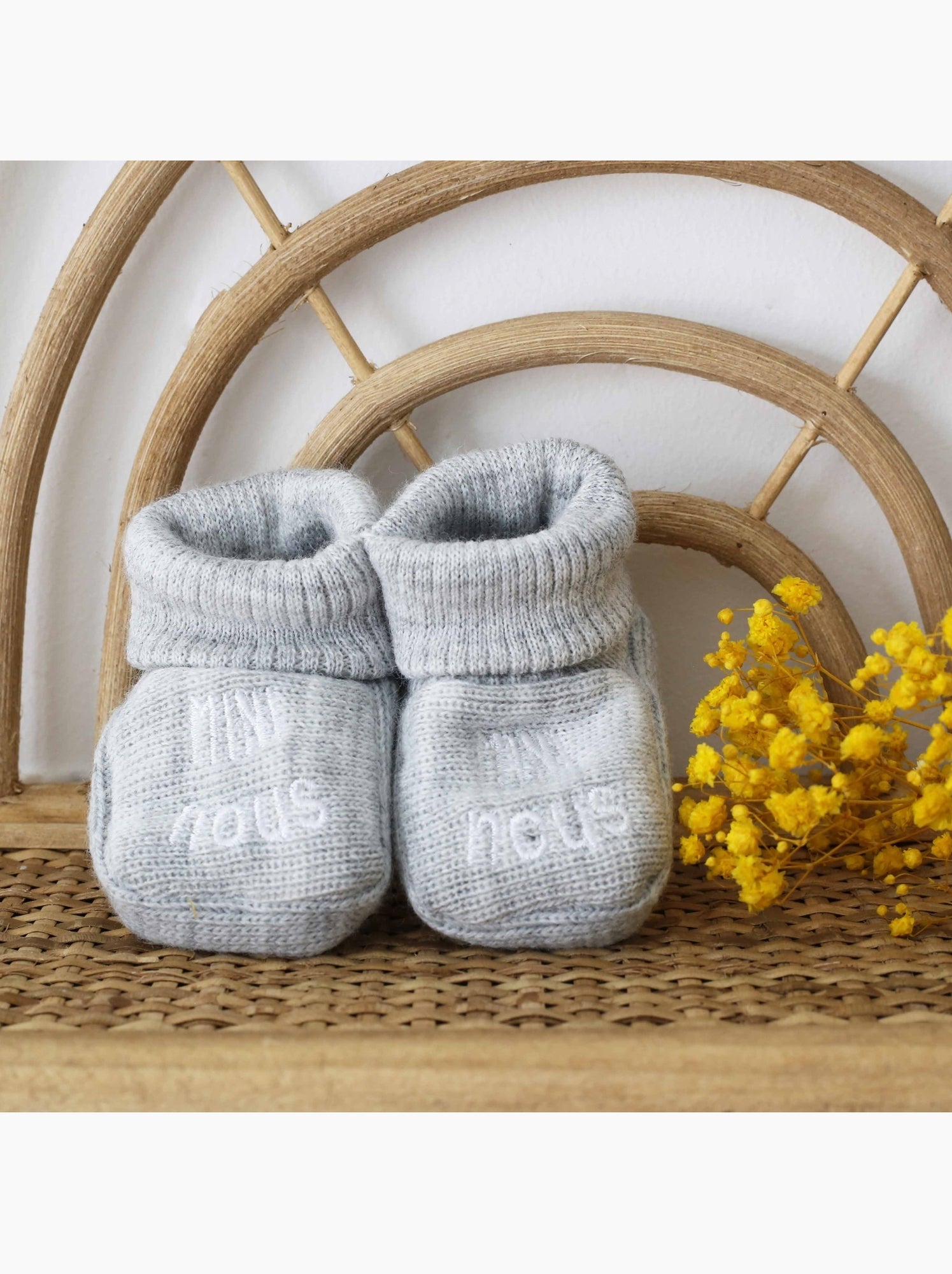 Chaussons naissance - mini nous - Gris clair