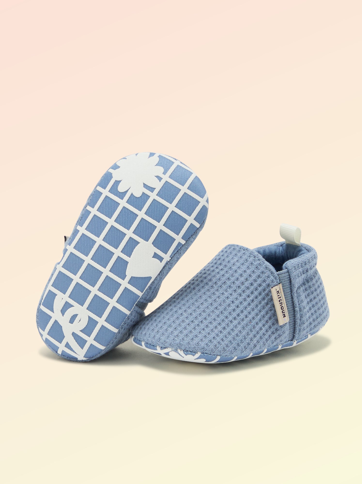 Chaussons souples avec élastiques motricité 1 - Kitchoun - Bleu