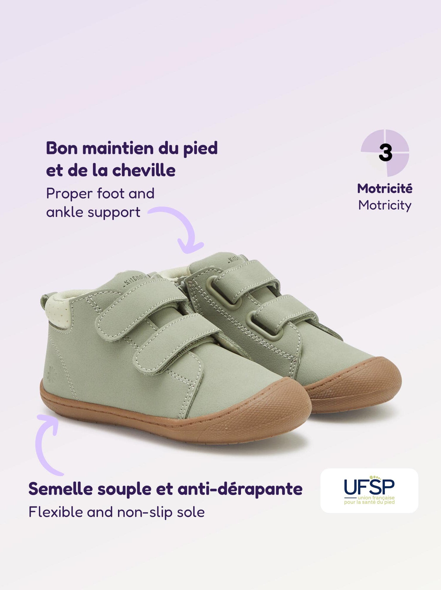 Chaussures motricité 3 '1ers pas' - Kitchoun - Vert