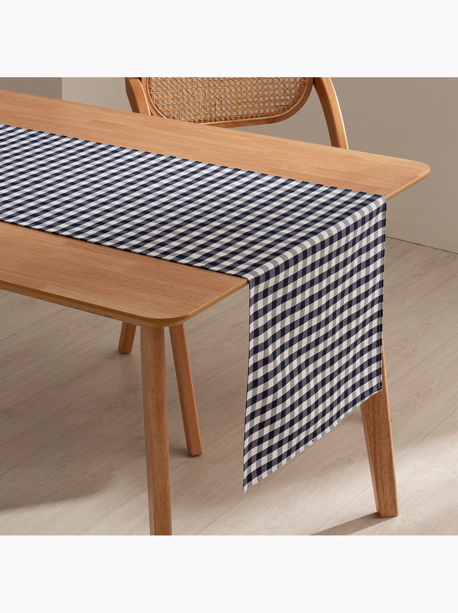 Chemin de table rectangulaire en coton à carreaux vichy, résistant à l'eau - gamusi. - Bleu