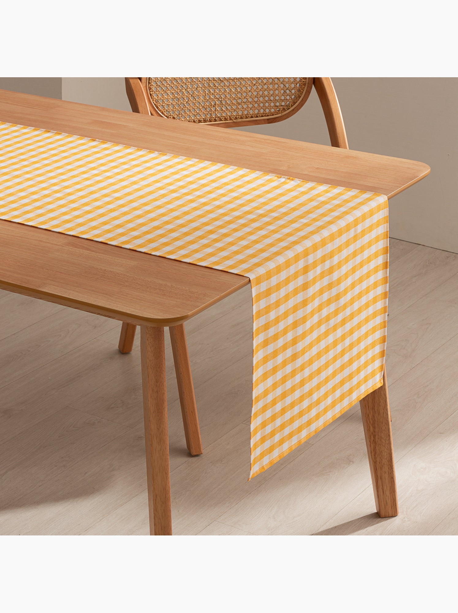 Chemin de table rectangulaire en coton à carreaux vichy, résistant à l'eau - gamusi. - Jaune