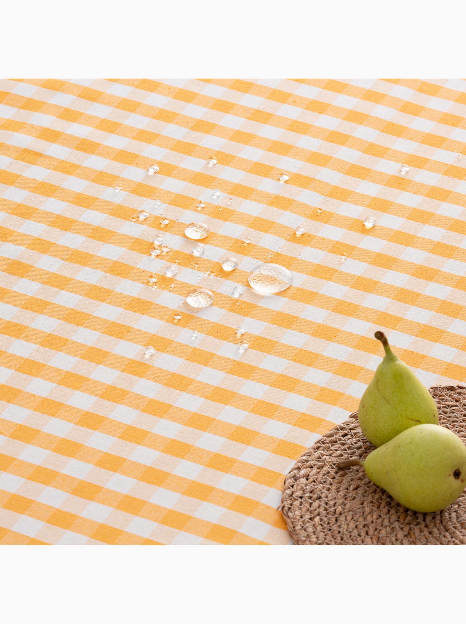 Chemin de table rectangulaire en coton à carreaux vichy, résistant à l'eau - gamusi. - Jaune