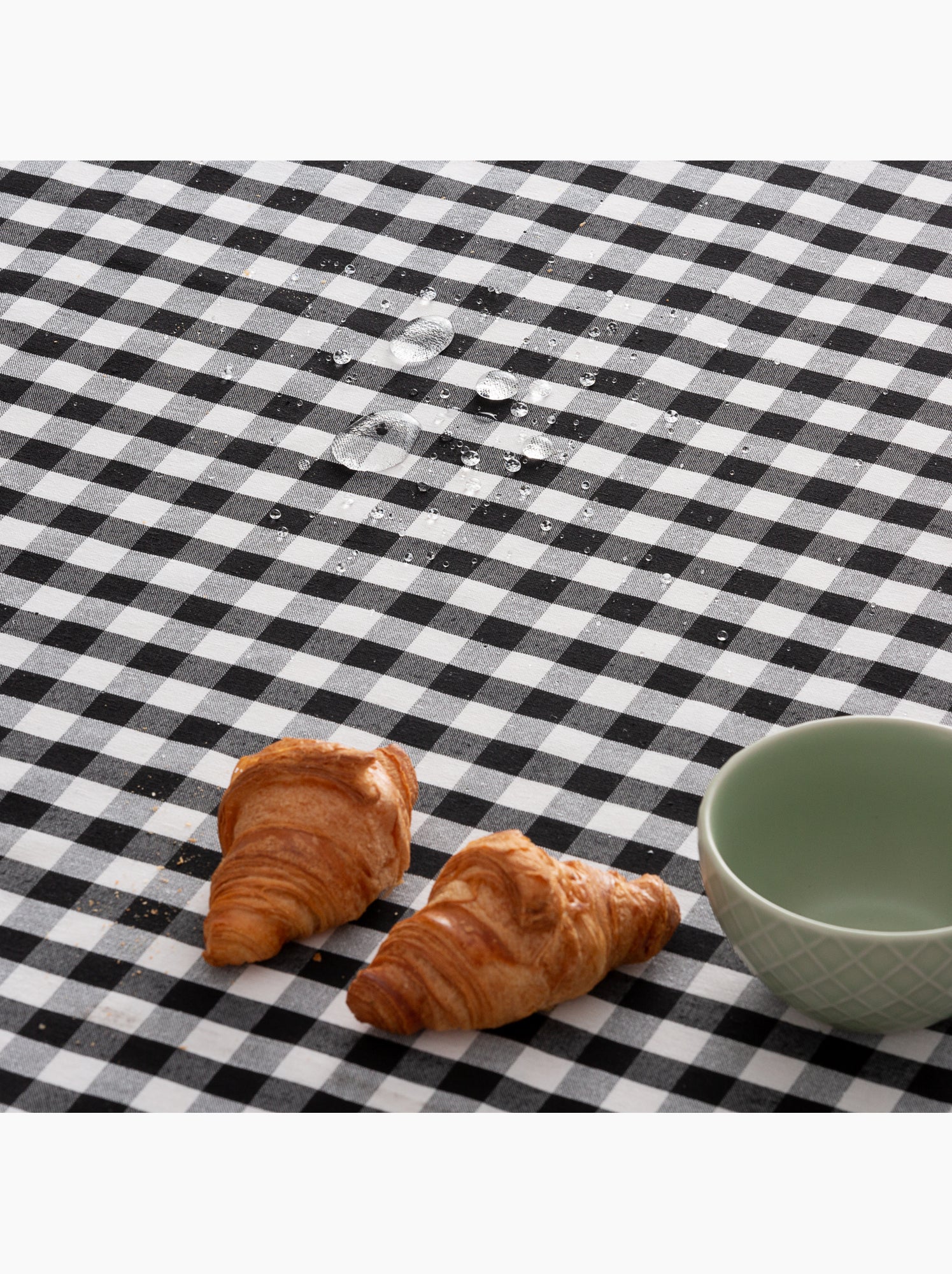 Chemin de table rectangulaire en coton à carreaux vichy, résistant à l'eau - gamusi. - Noir