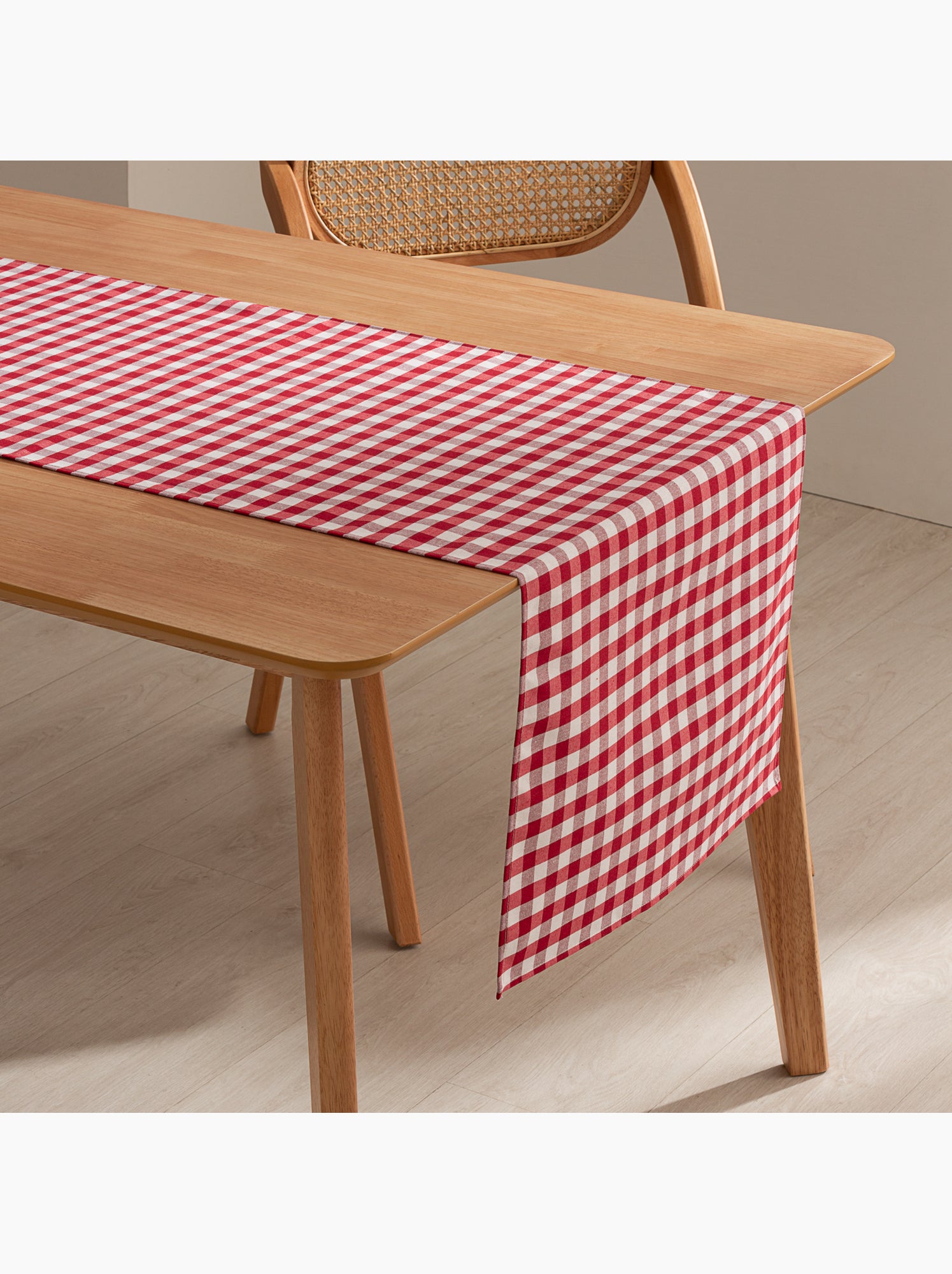 Chemin de table rectangulaire en coton à carreaux vichy, résistant à l'eau - gamusi. - Rouge