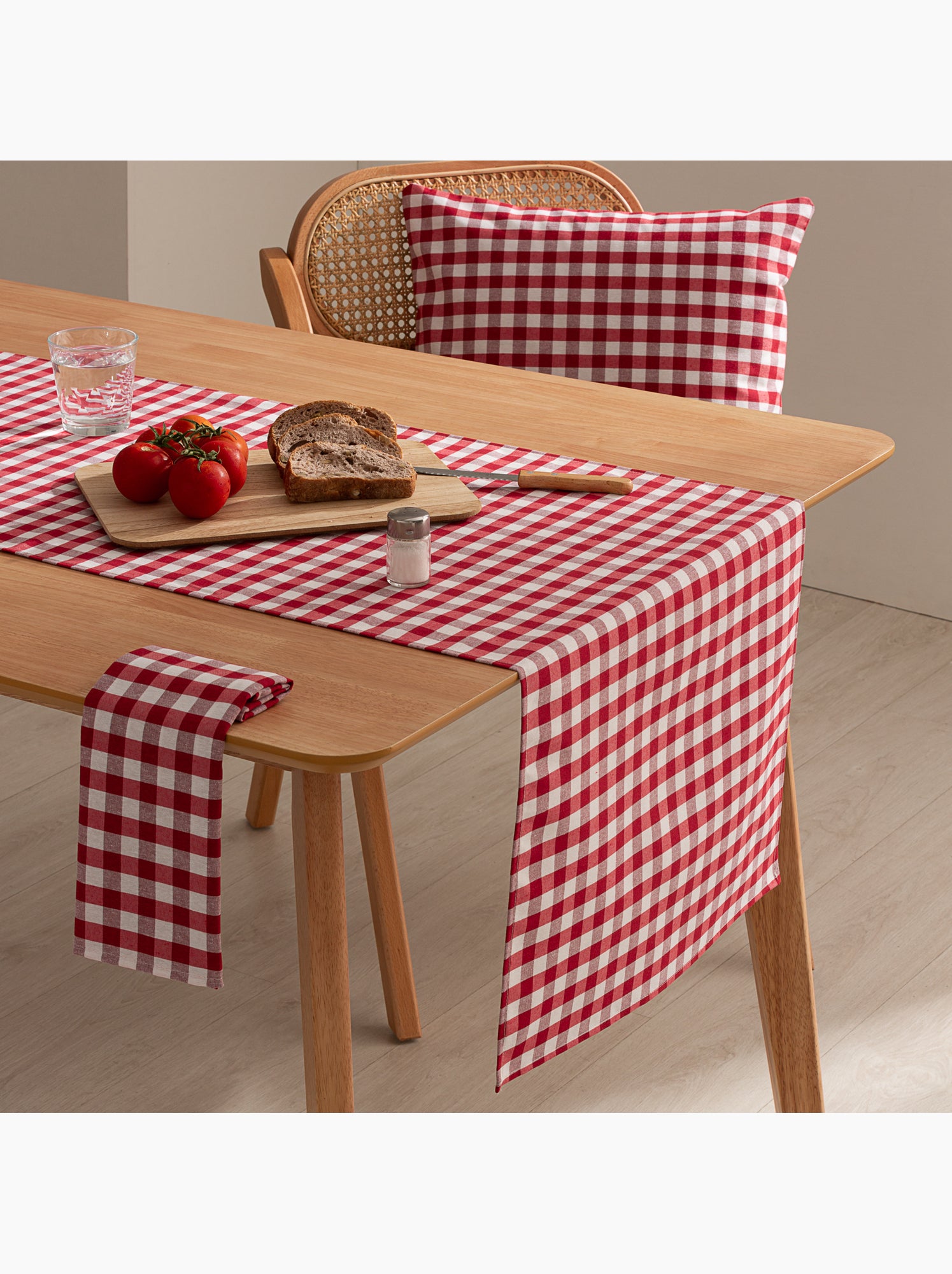 Chemin de table rectangulaire en coton à carreaux vichy, résistant à l'eau - gamusi. - Rouge