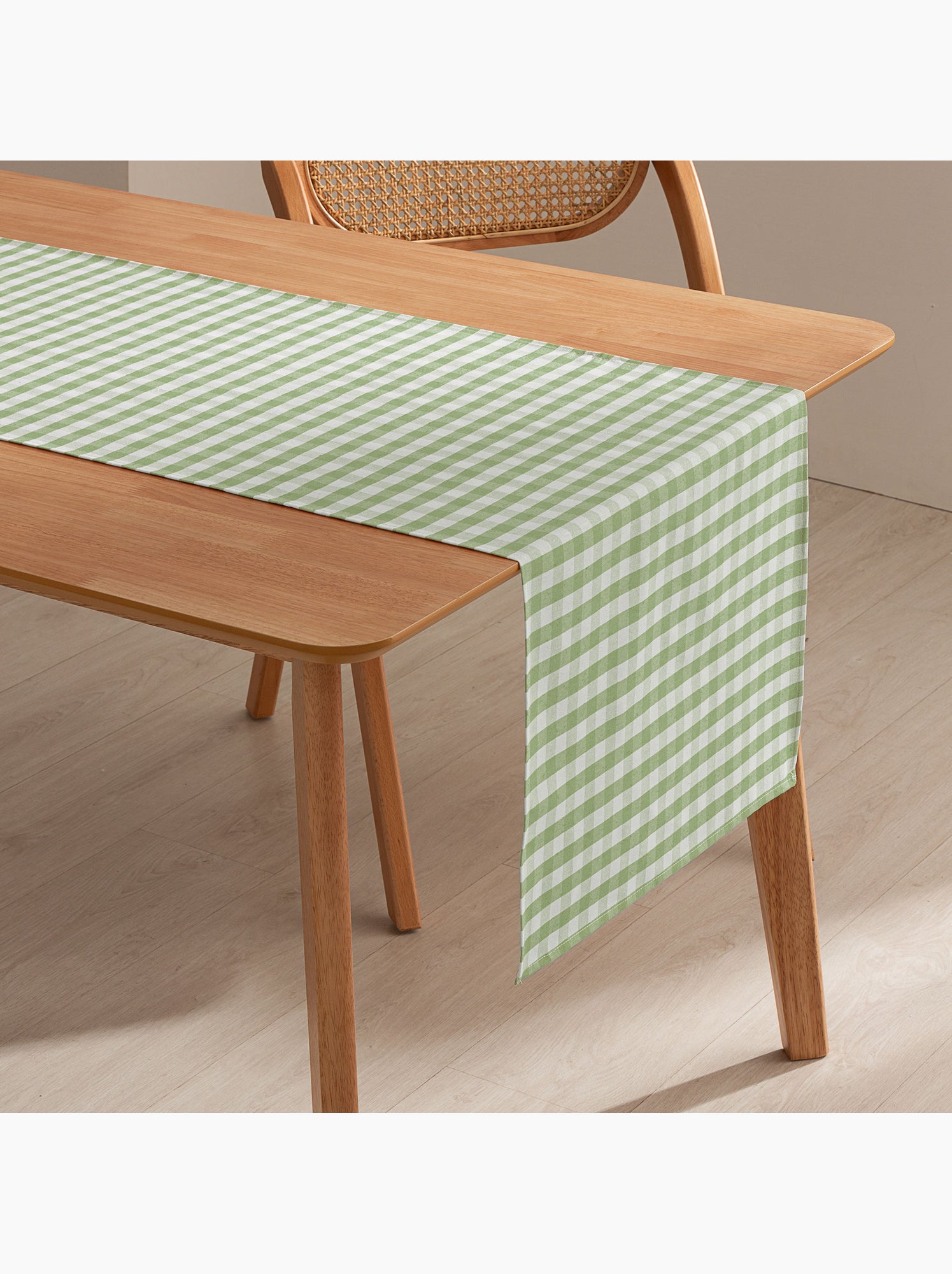 Chemin de table rectangulaire en coton à carreaux vichy, résistant à l'eau - gamusi. - Vert clair