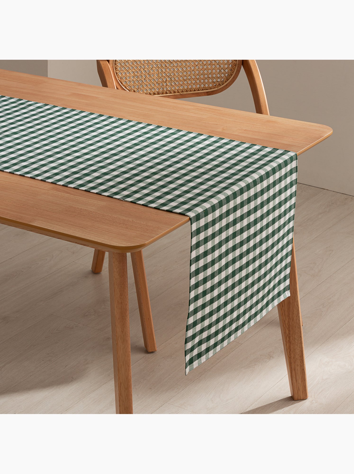 Chemin de table rectangulaire en coton à carreaux vichy, résistant à l'eau - gamusi. - Vert