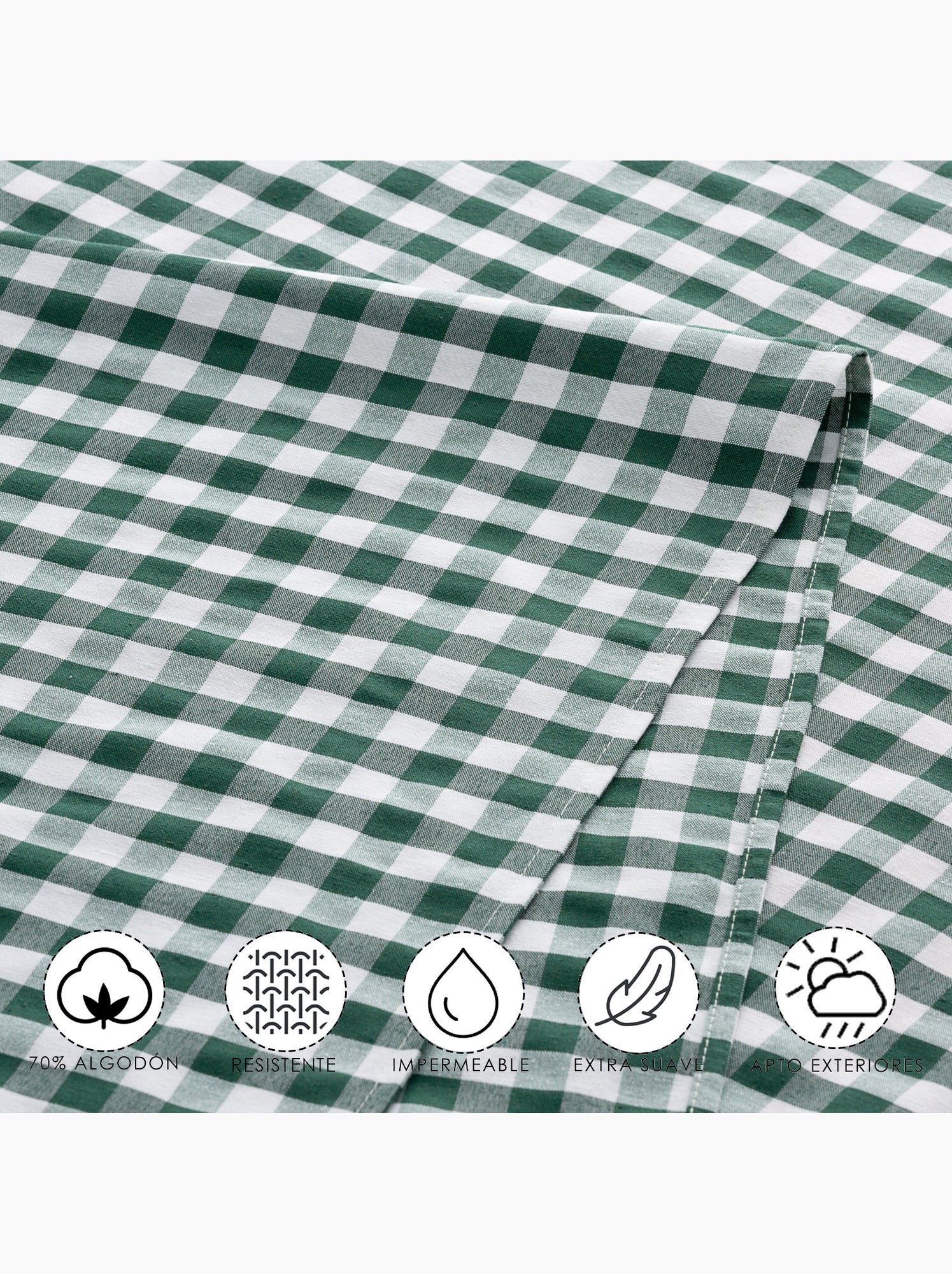 Chemin de table rectangulaire en coton à carreaux vichy, résistant à l'eau - gamusi. - Vert