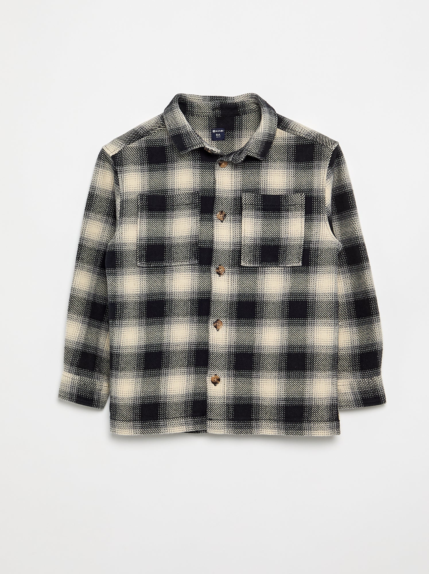 Chemise à carreau en flanelle à capuche - Blanc