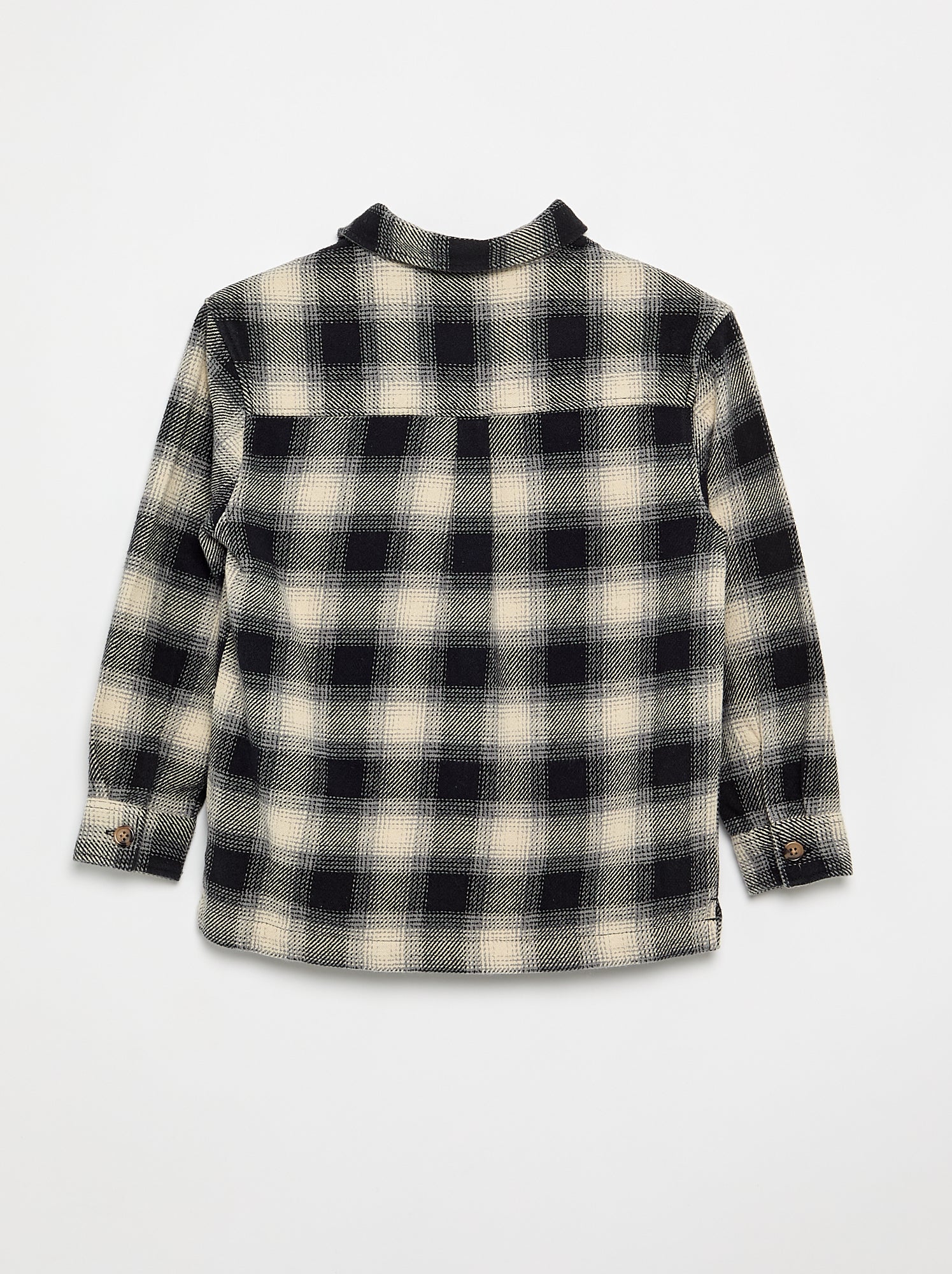 Chemise à carreau en flanelle à capuche - Blanc
