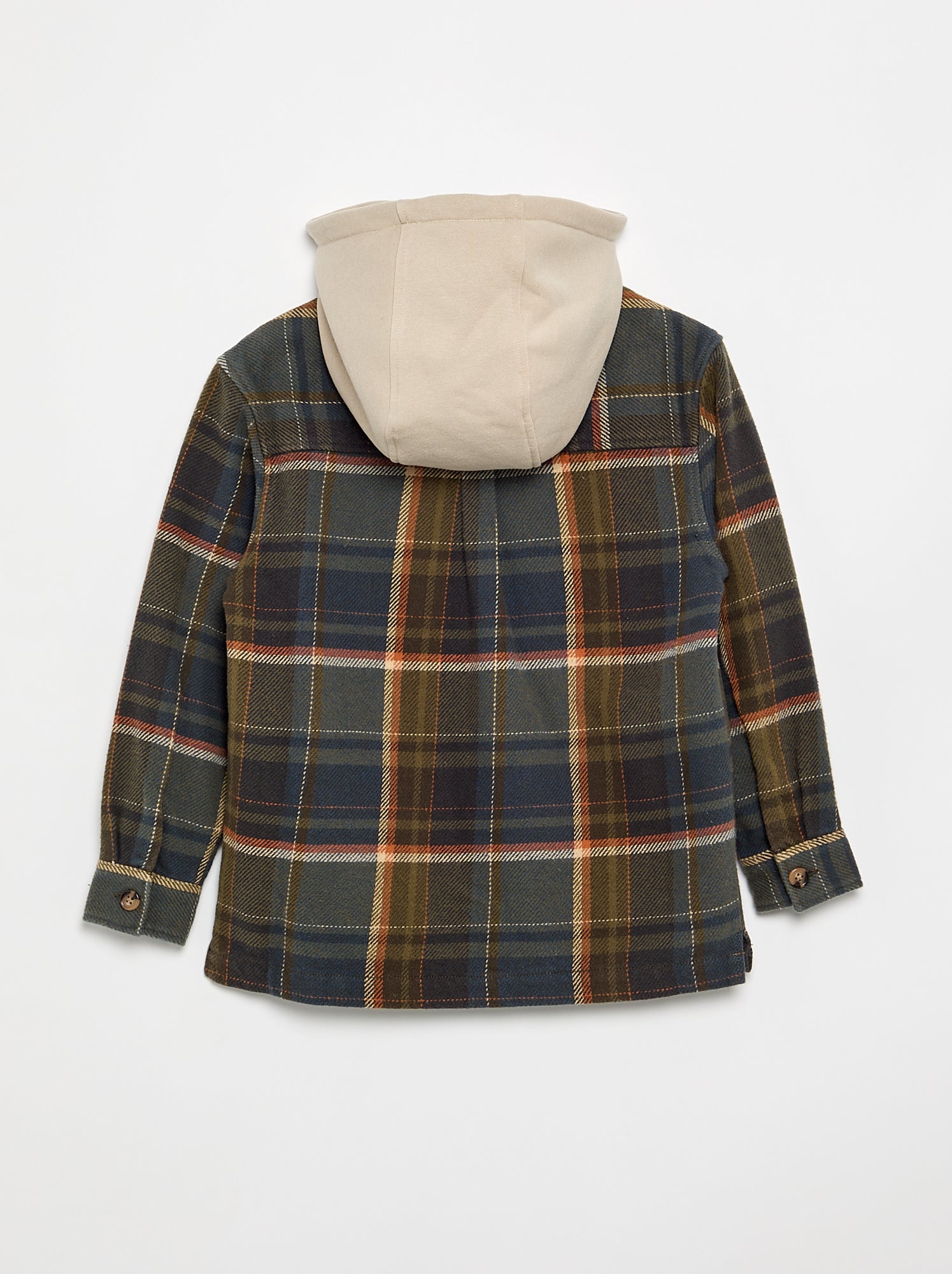 Chemise à carreau en flanelle à capuche - Kaki