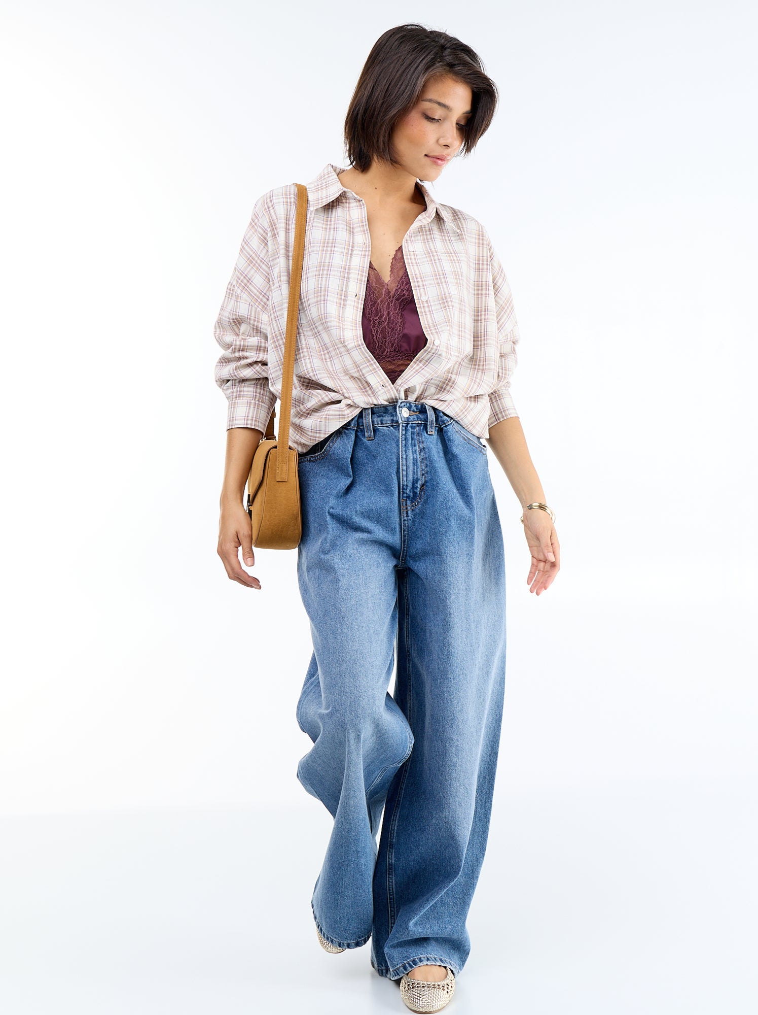 Chemise à carreaux - Beige