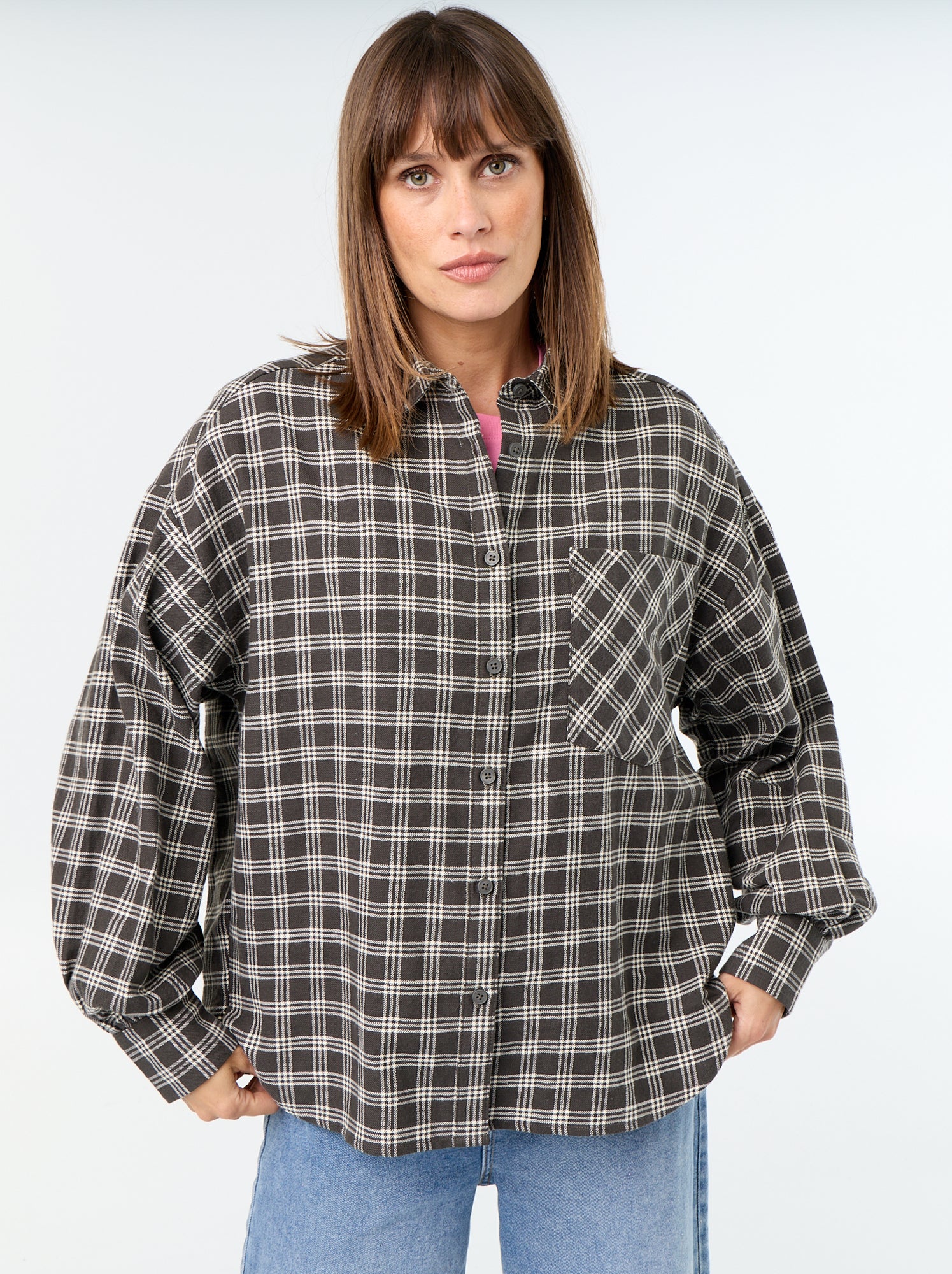 Chemise à carreaux manches longues - Vert