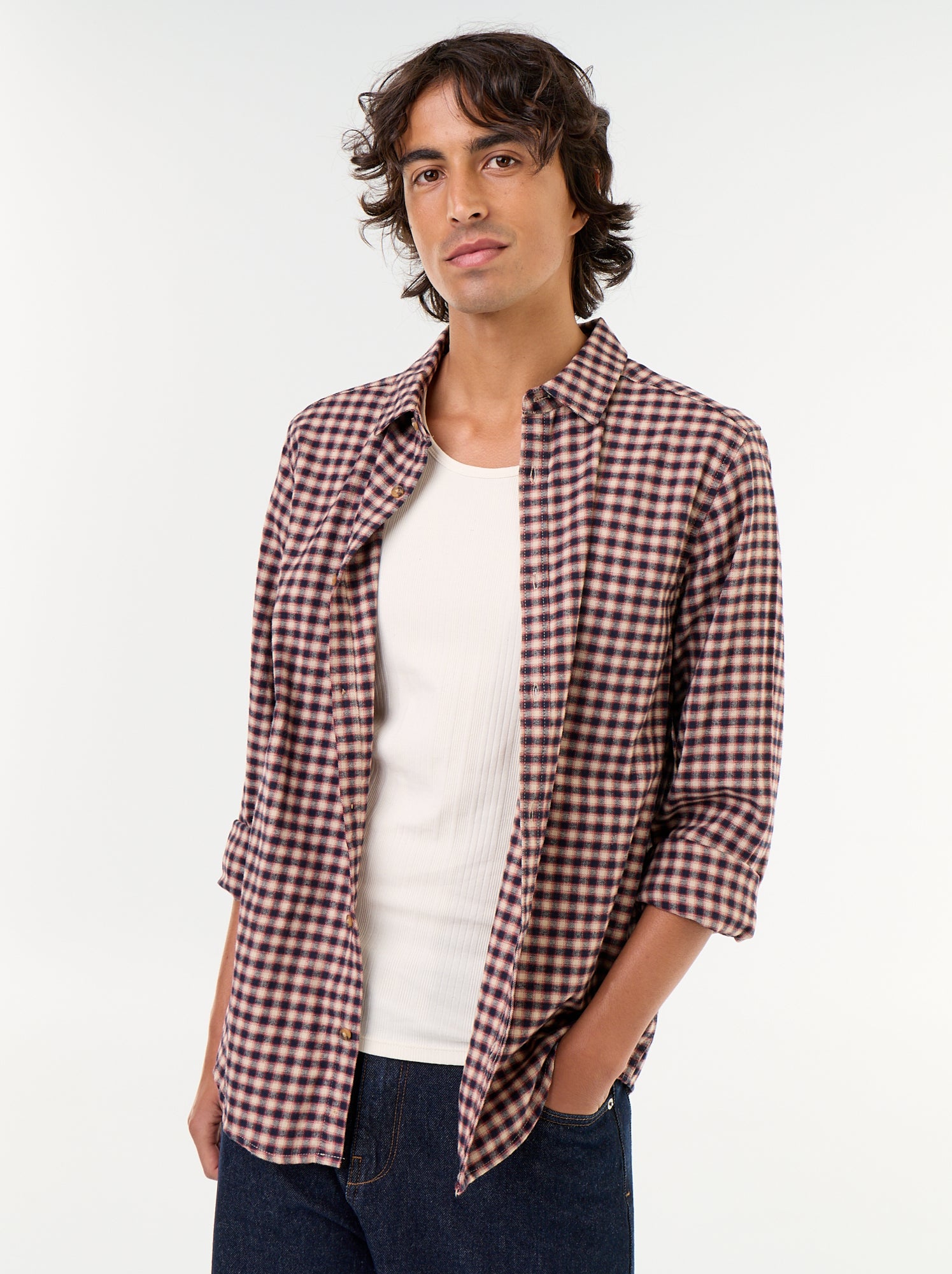 Chemise à carreaux - Marron (GAW86_7)