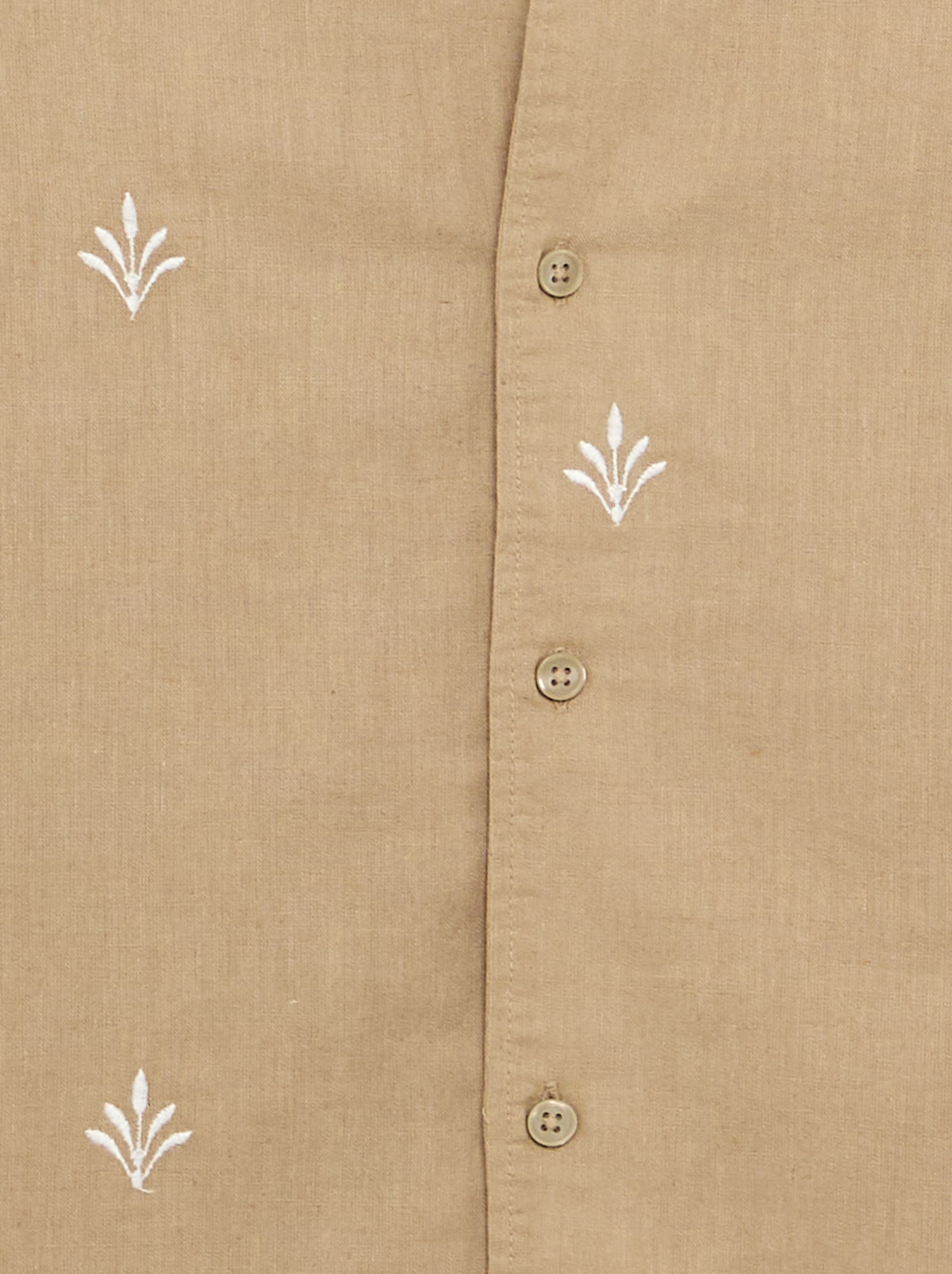 Chemise à manche courtes avec broderies - Beige