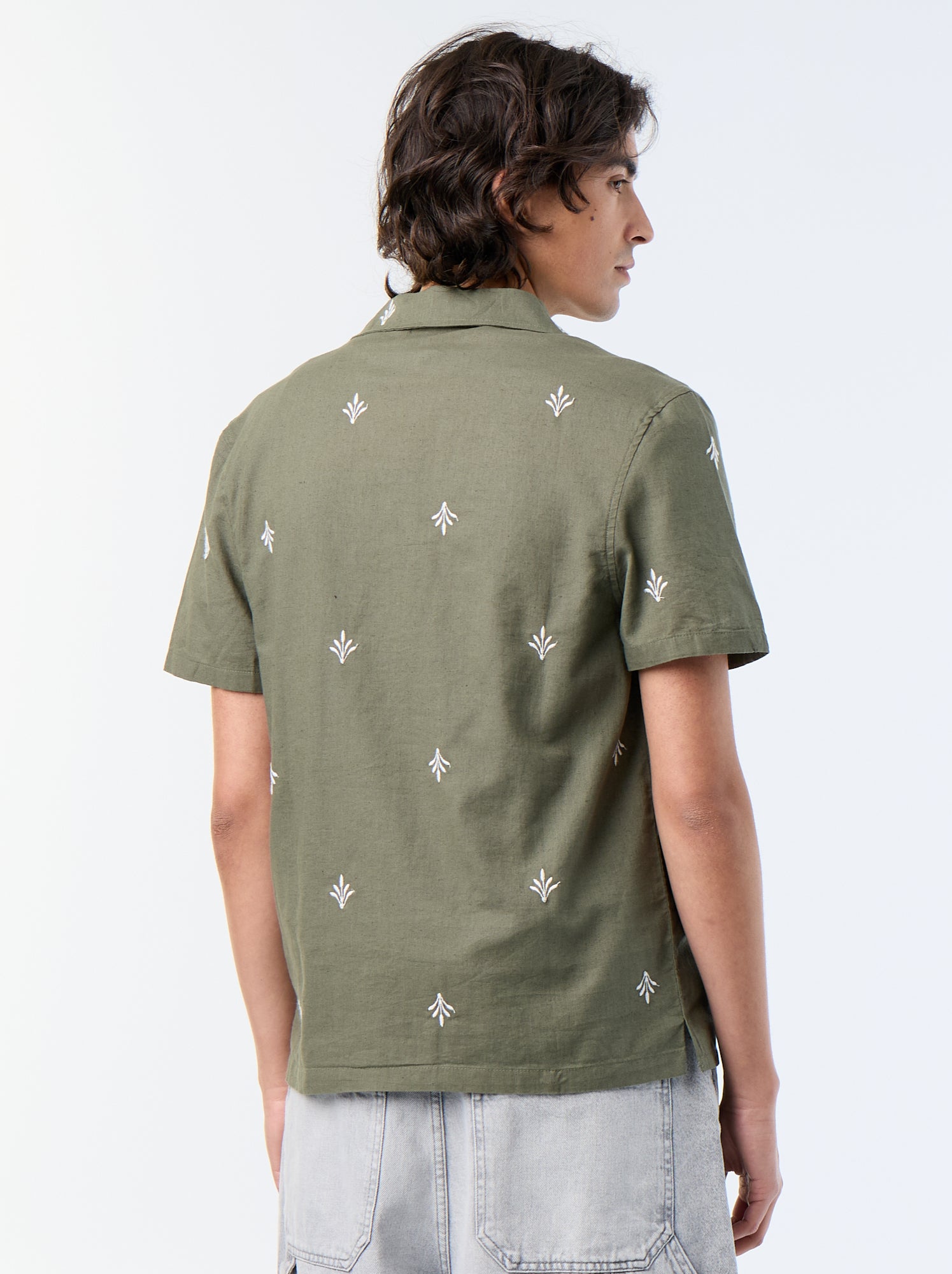 Chemise à manche courtes avec broderies - Vert