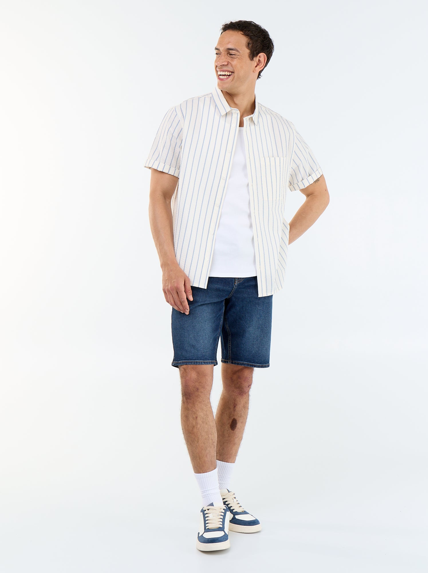 Chemise à manches courtes avec rayures - Blanc