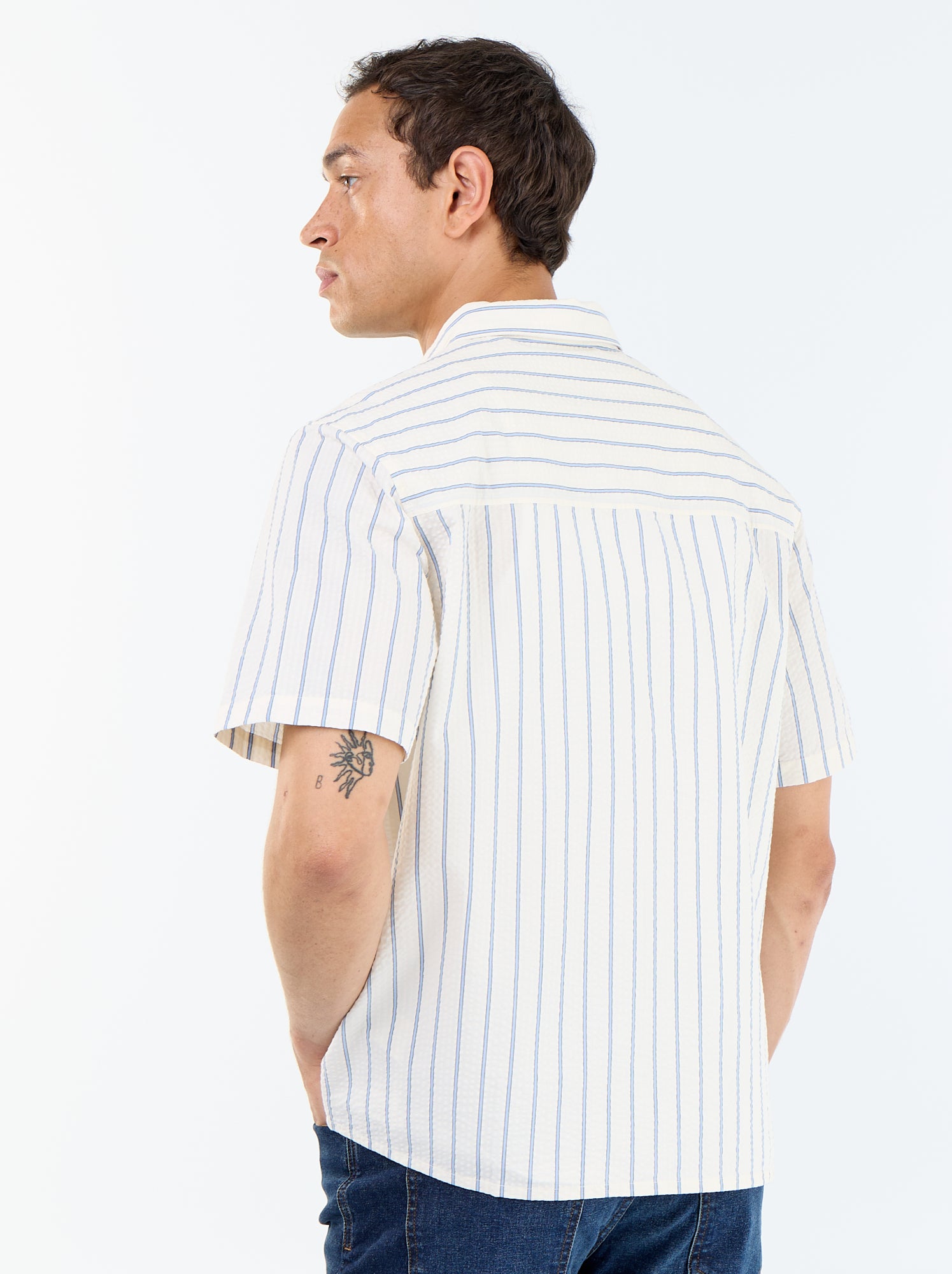 Chemise à manches courtes avec rayures - Blanc