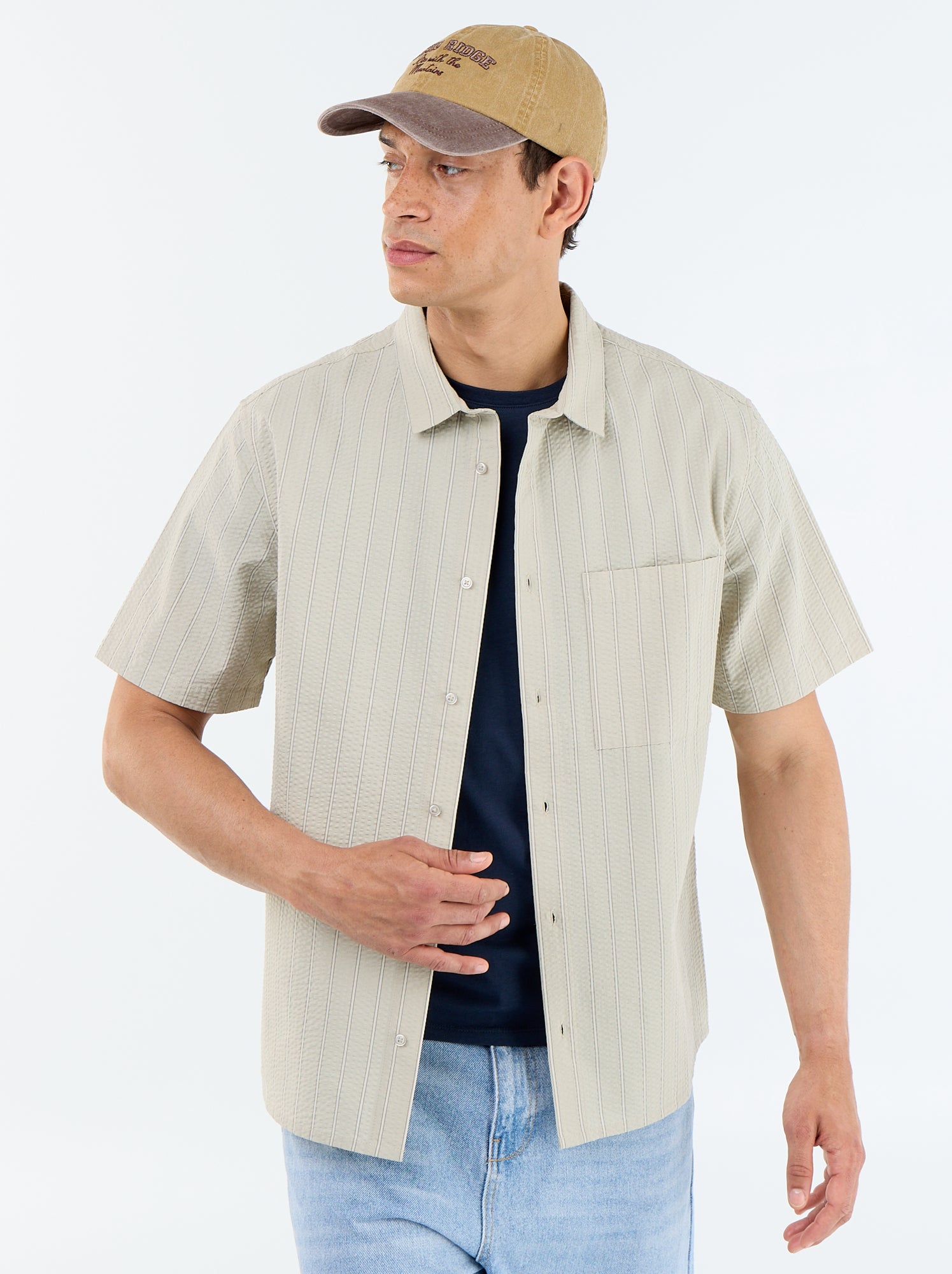 Chemise à manches courtes avec rayures - Vert